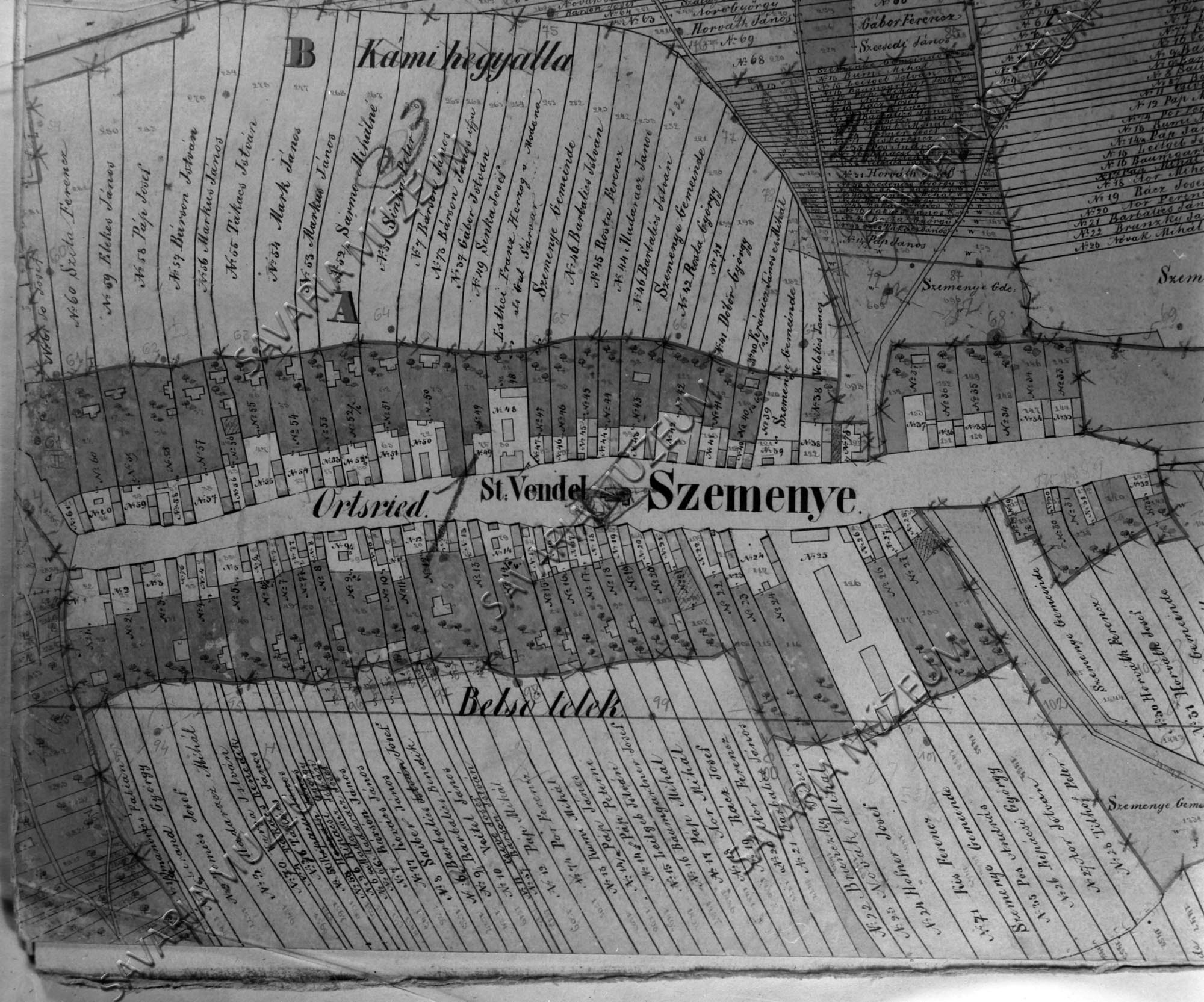 Szemenye kataszteri térképe (Savaria Megyei Hatókörű Városi Múzeum, Szombathely CC BY-NC-SA)