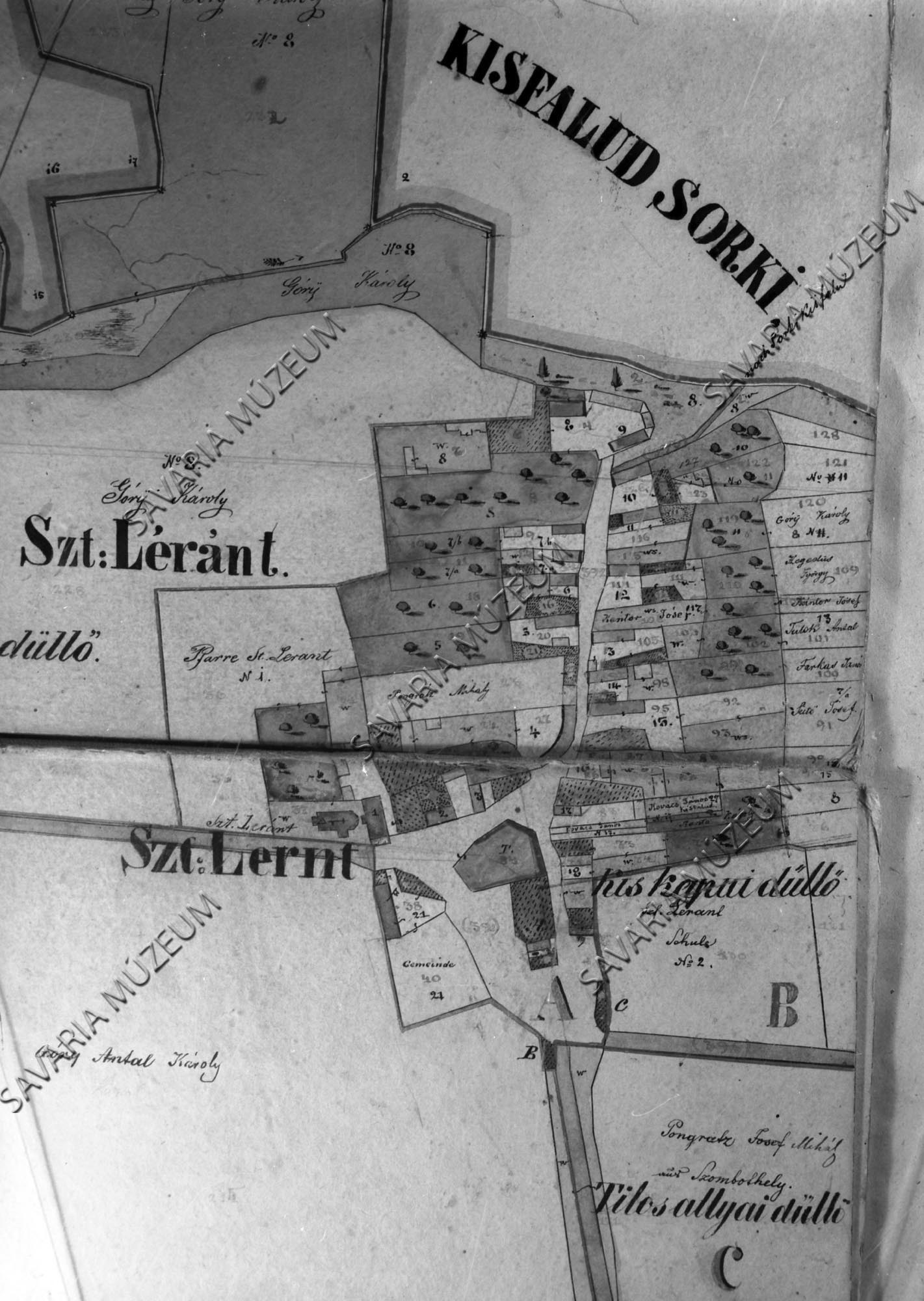 Szt. Léránt kataszteri térképe (Savaria Megyei Hatókörű Városi Múzeum, Szombathely CC BY-NC-SA)