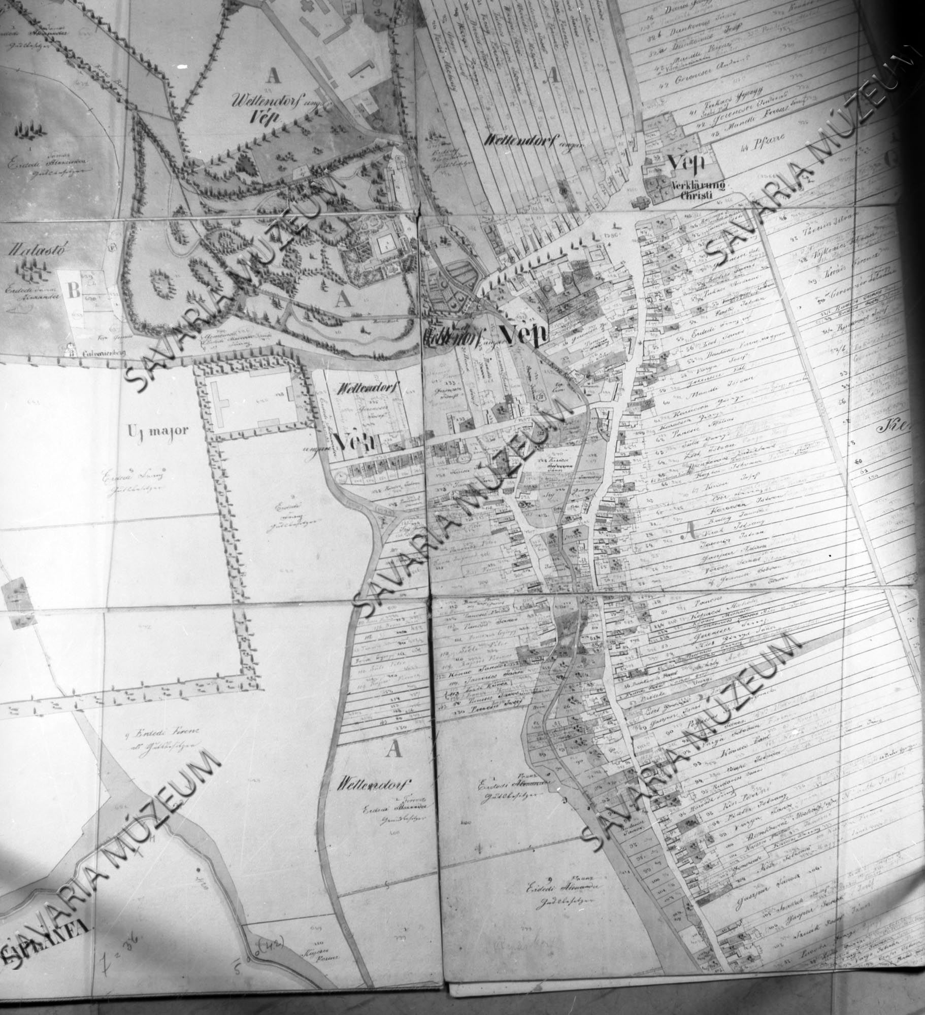 Vép kataszteri térképe (Savaria Megyei Hatókörű Városi Múzeum, Szombathely CC BY-NC-SA)