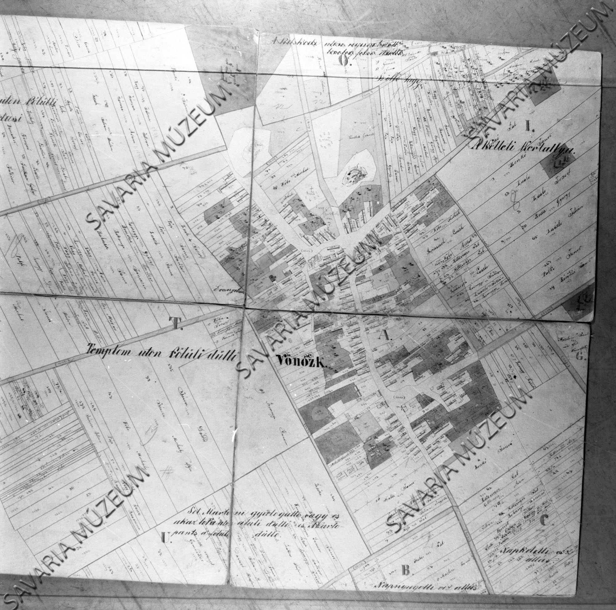 Vönöck kataszteri térképe (Savaria Megyei Hatókörű Városi Múzeum, Szombathely CC BY-NC-SA)