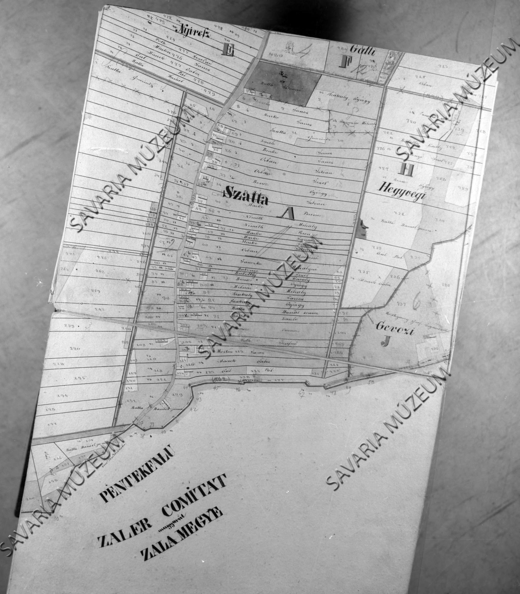 Szatta kataszteri térképe (Savaria Megyei Hatókörű Városi Múzeum, Szombathely CC BY-NC-SA)