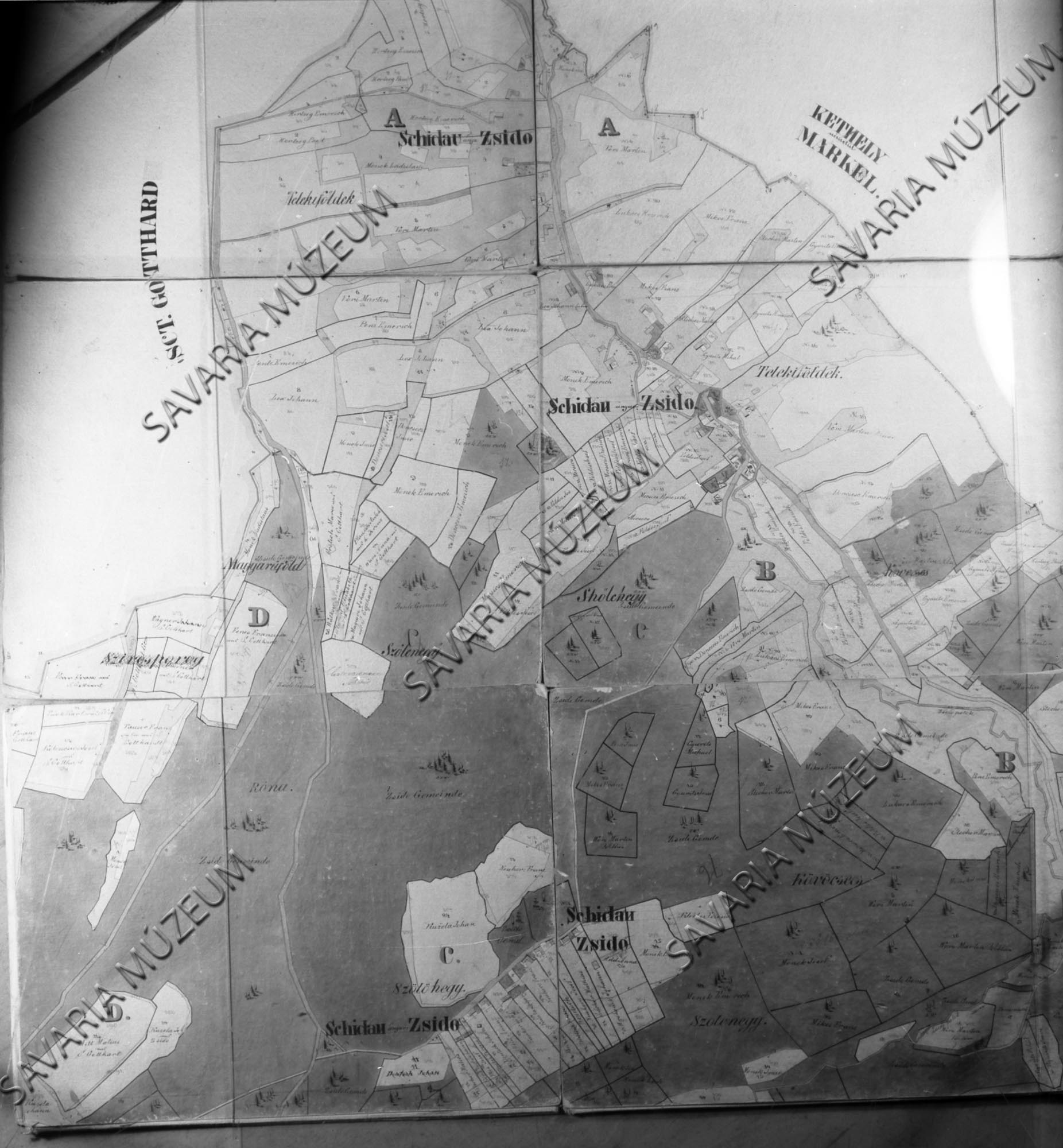 Zsida kataszteri térképe (Savaria Megyei Hatókörű Városi Múzeum, Szombathely CC BY-NC-SA)