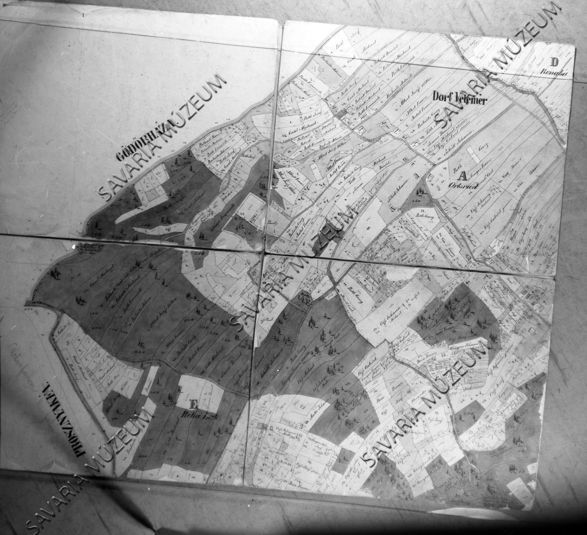 Velemér kataszteri térképe (Savaria Megyei Hatókörű Városi Múzeum, Szombathely CC BY-NC-SA)