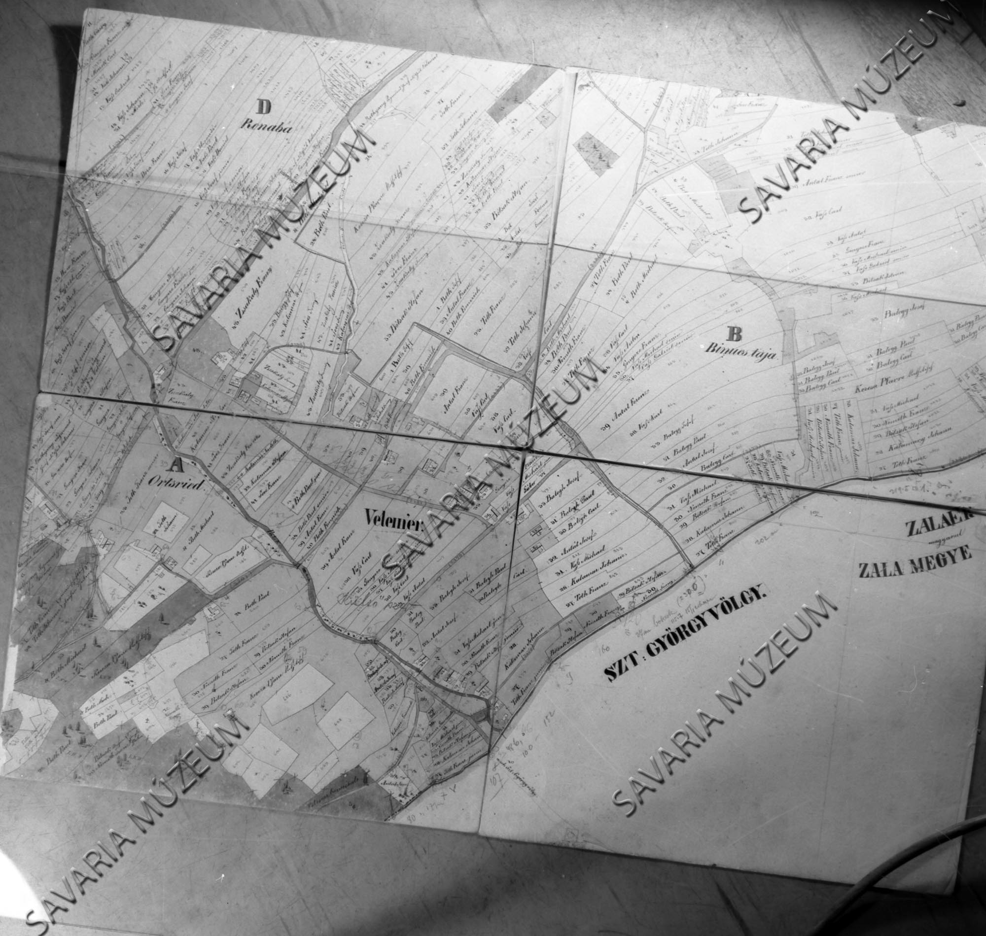 Velemér kataszteri térképe (Savaria Megyei Hatókörű Városi Múzeum, Szombathely CC BY-NC-SA)