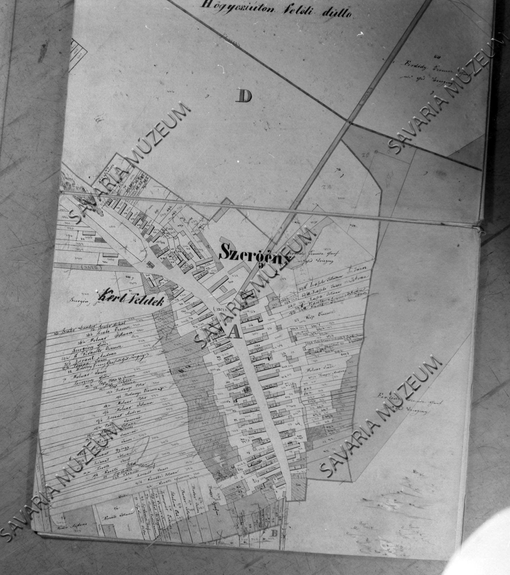 Szergény kataszteri térképe (Savaria Megyei Hatókörű Városi Múzeum, Szombathely CC BY-NC-SA)