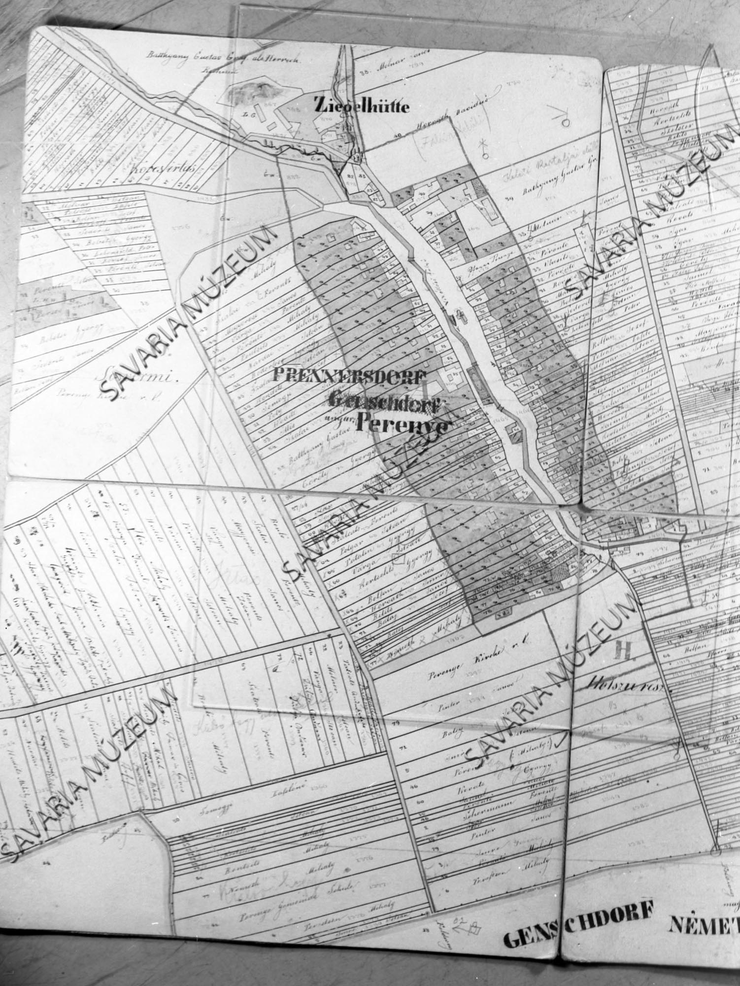 Perenye kataszteri térképe (Savaria Megyei Hatókörű Városi Múzeum, Szombathely CC BY-NC-SA)