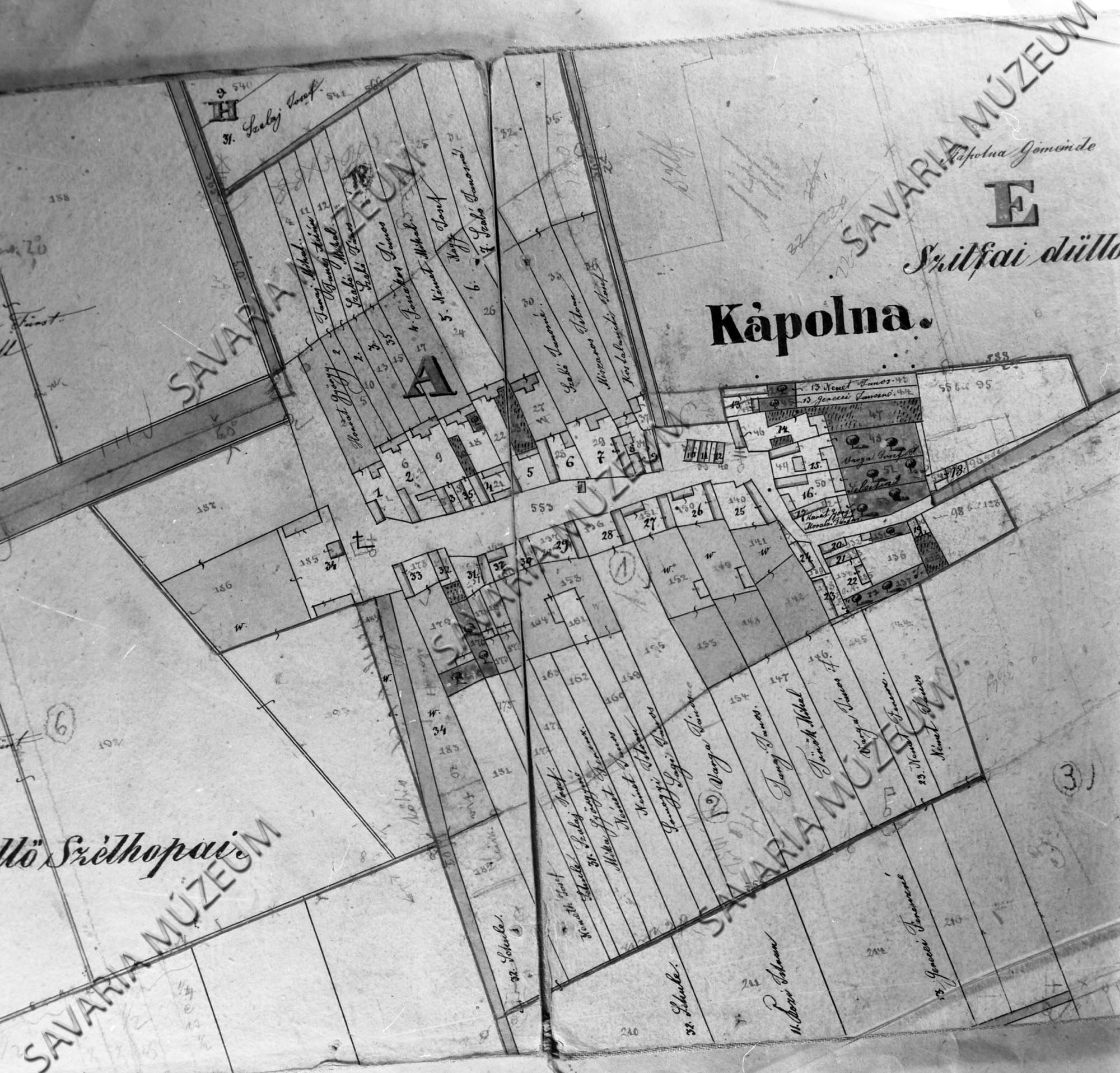 Kápolna kataszteri térképe (Savaria Megyei Hatókörű Városi Múzeum, Szombathely CC BY-NC-SA)