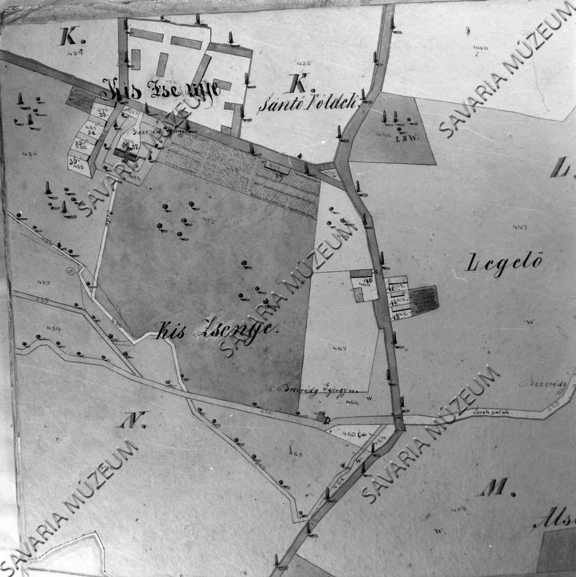 Kiszsenye kataszteri térképe (Savaria Megyei Hatókörű Városi Múzeum, Szombathely CC BY-NC-SA)
