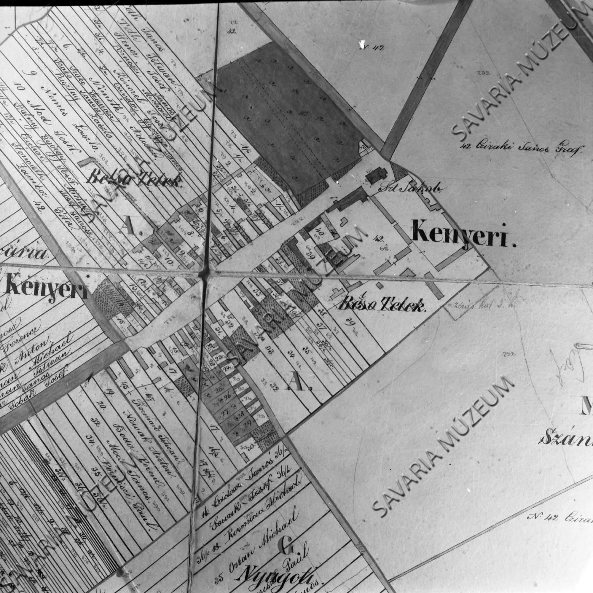 Kenyeri kataszteri térképe (Savaria Megyei Hatókörű Városi Múzeum, Szombathely CC BY-NC-SA)