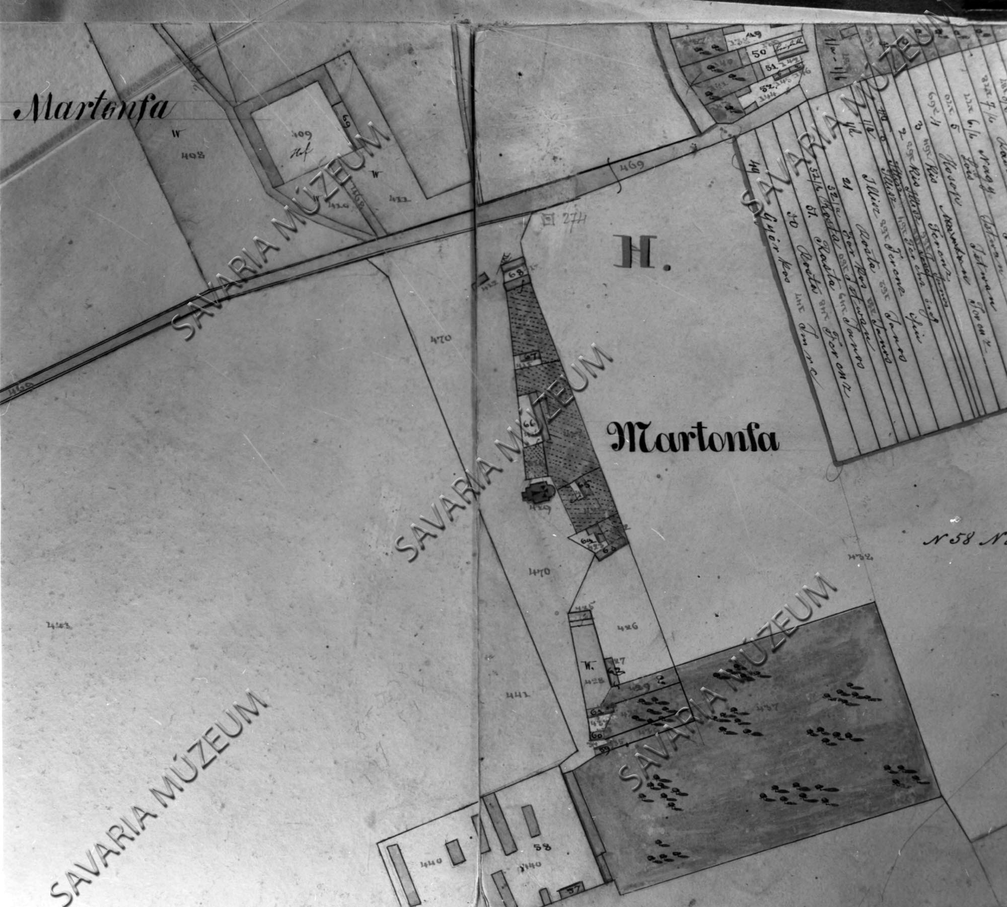 Martonfa kataszteri térképe (Savaria Megyei Hatókörű Városi Múzeum, Szombathely CC BY-NC-SA)