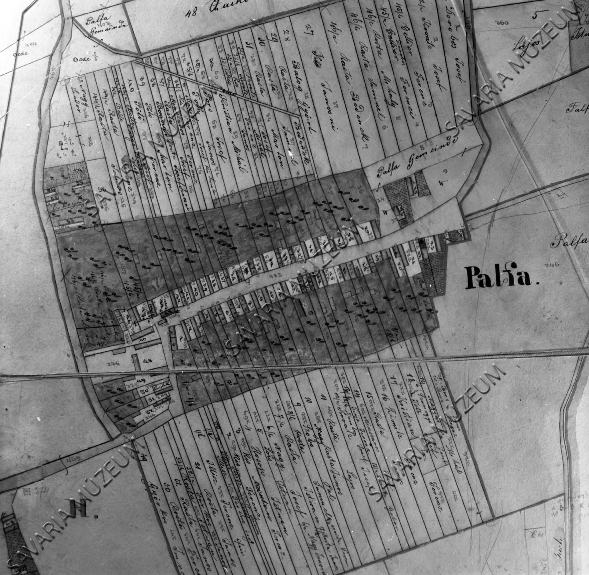 Pálfa kataszteri térképe (Savaria Megyei Hatókörű Városi Múzeum, Szombathely CC BY-NC-SA)