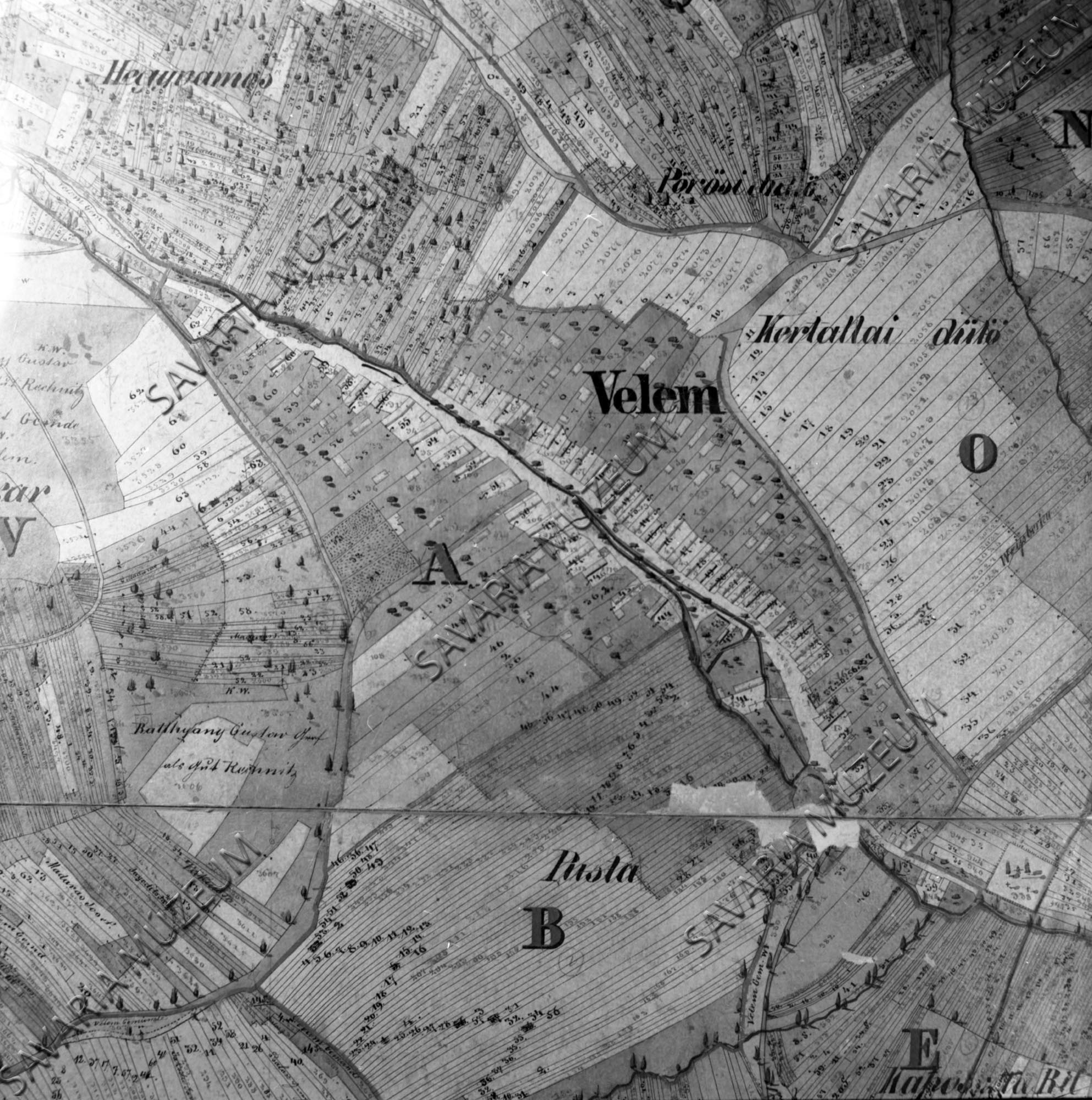 Velem kataszteri térképe (Savaria Megyei Hatókörű Városi Múzeum, Szombathely CC BY-NC-SA)