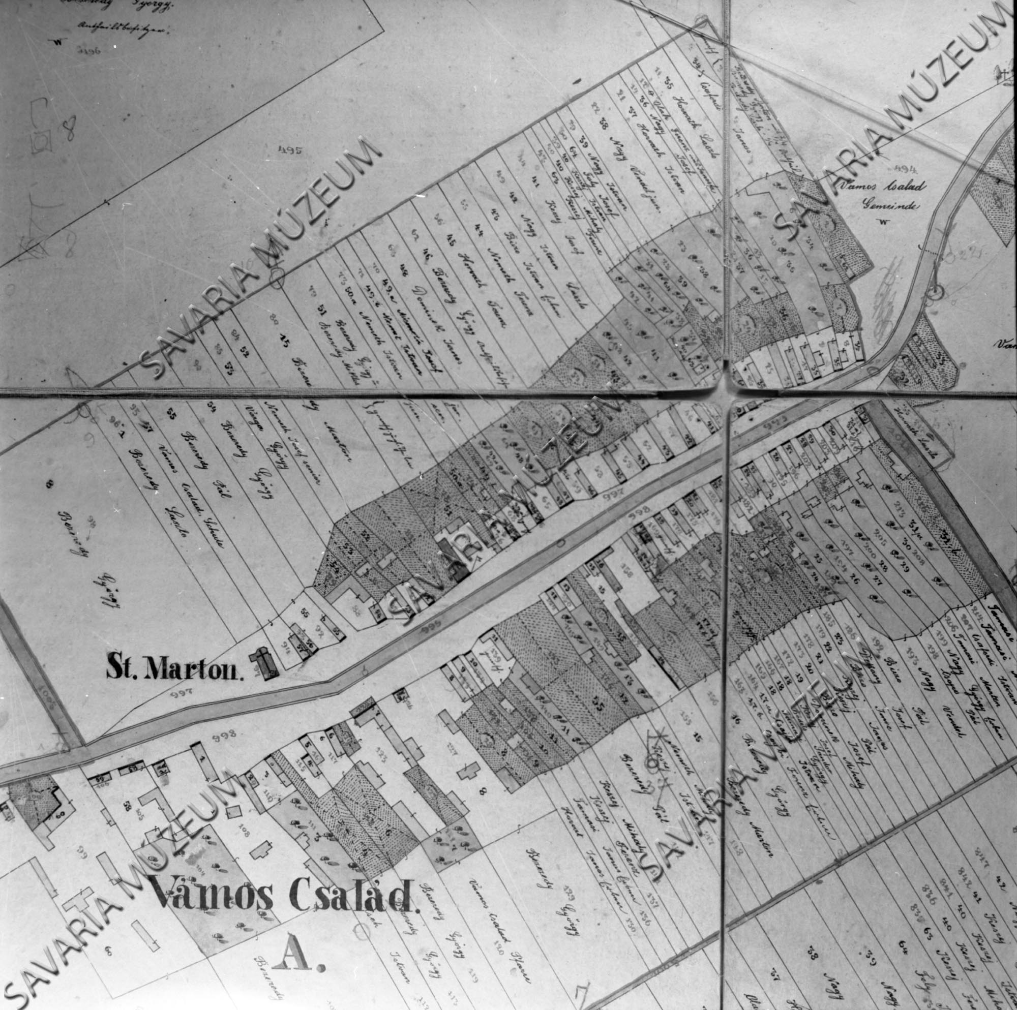 Vámoscsalád kataszteri térképe (Savaria Megyei Hatókörű Városi Múzeum, Szombathely CC BY-NC-SA)