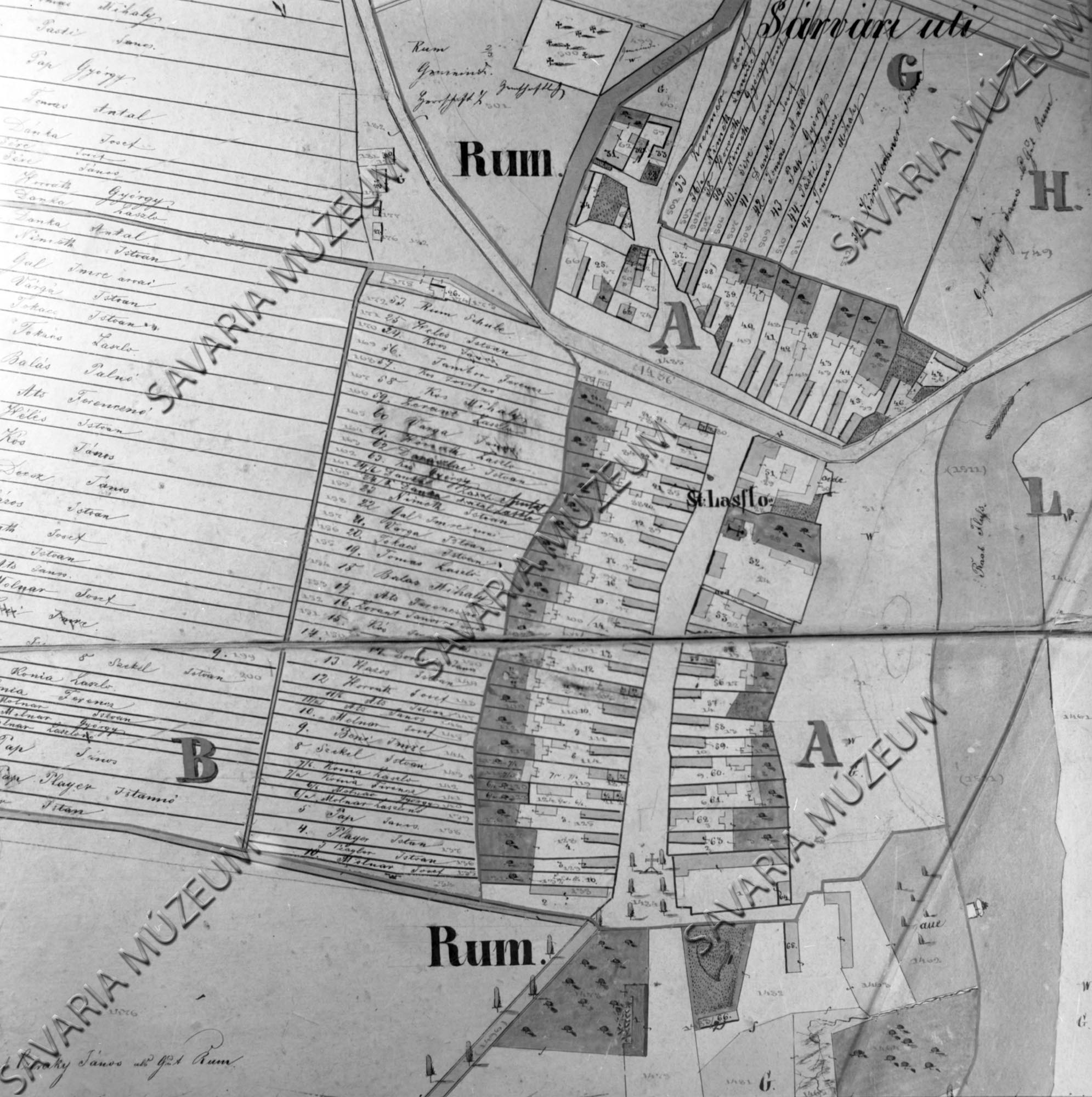 Rum kataszteri térképe (Savaria Megyei Hatókörű Városi Múzeum, Szombathely CC BY-NC-SA)