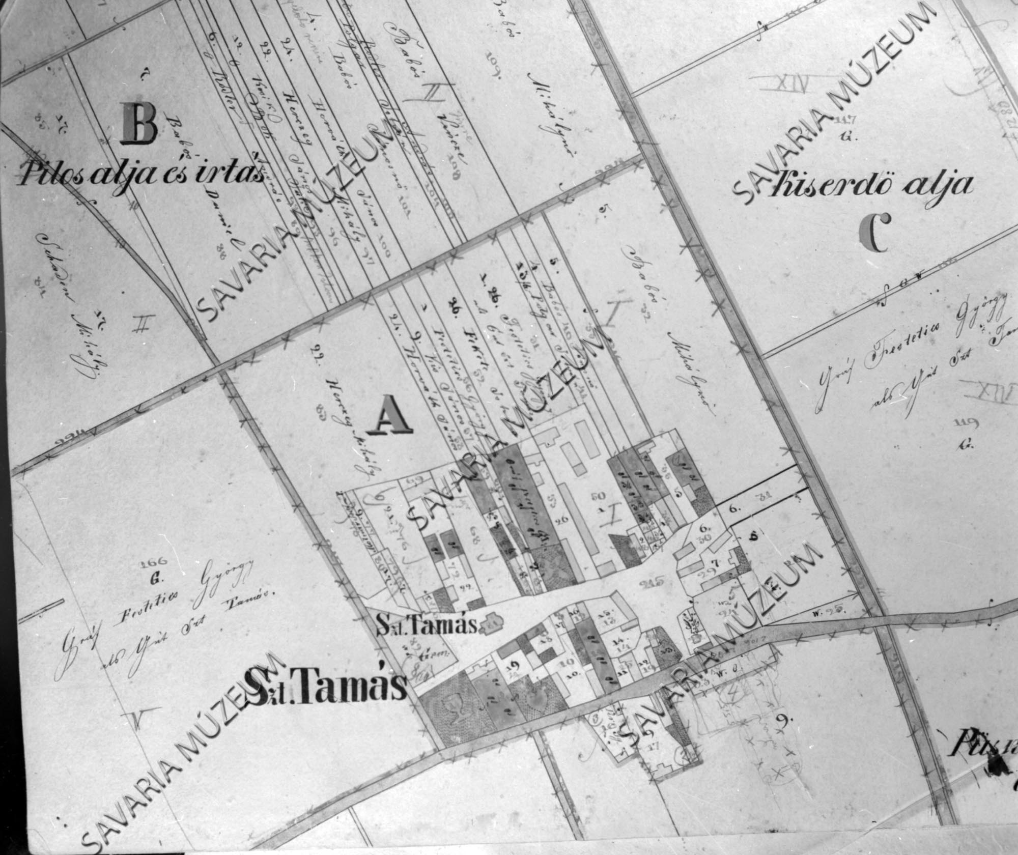 Szt. Tamás kataszteri térképe (Savaria Megyei Hatókörű Városi Múzeum, Szombathely CC BY-NC-SA)