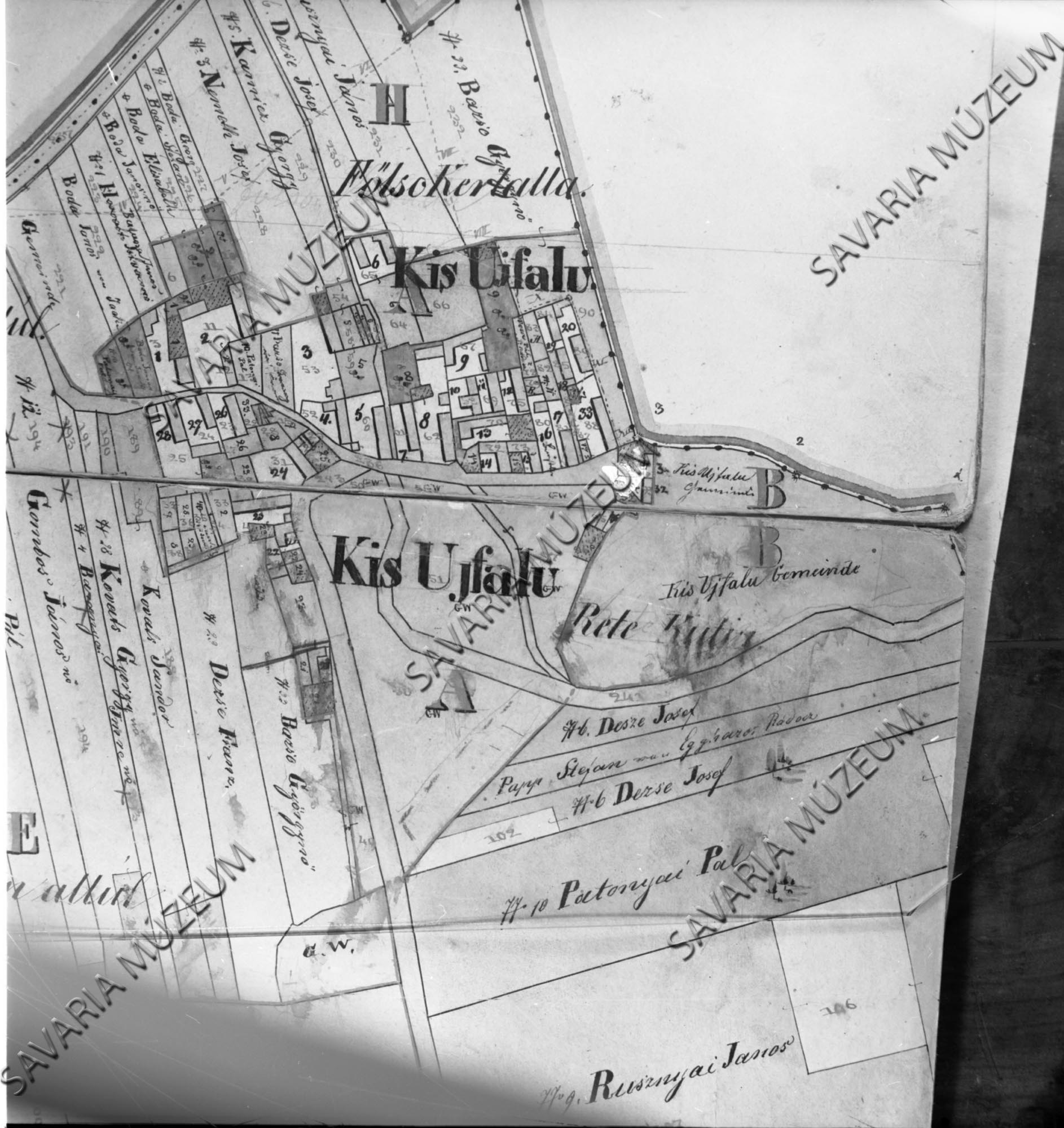 Kisujfalu kataszteri térképe (Savaria Megyei Hatókörű Városi Múzeum, Szombathely CC BY-NC-SA)
