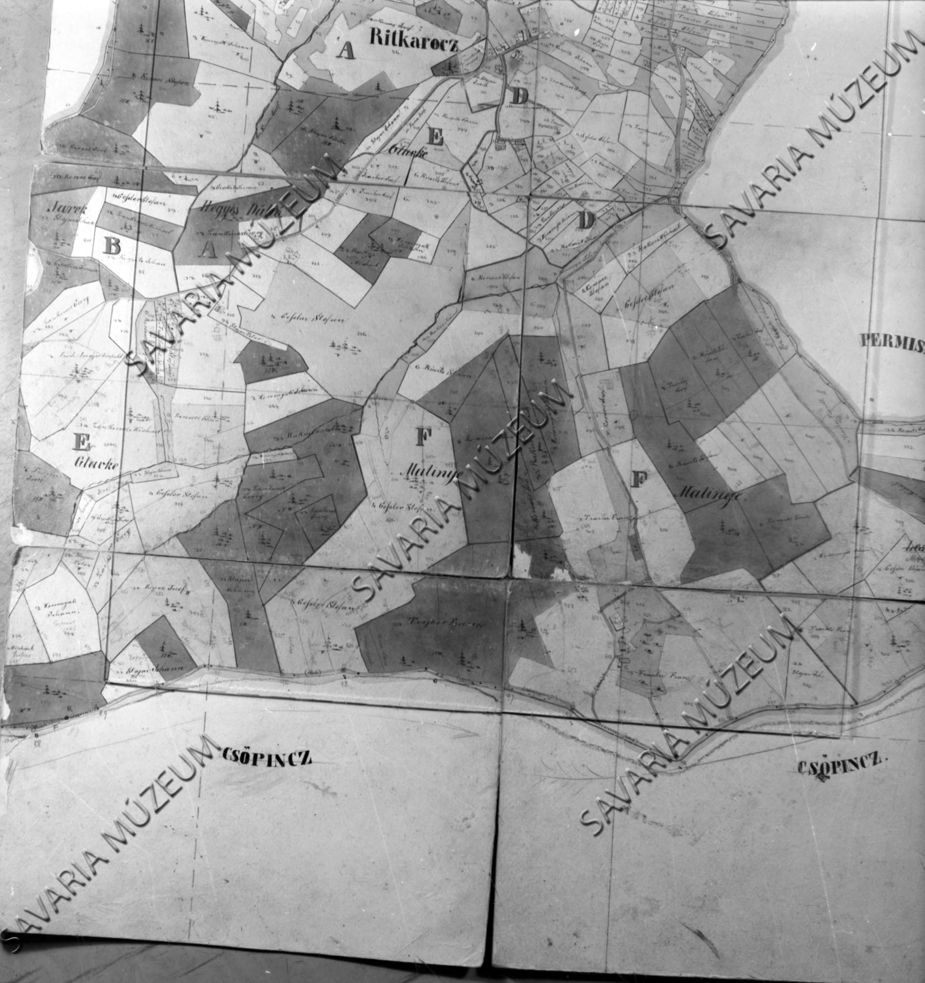 Ritkaháza kataszteri térképe (Savaria Megyei Hatókörű Városi Múzeum, Szombathely CC BY-NC-SA)