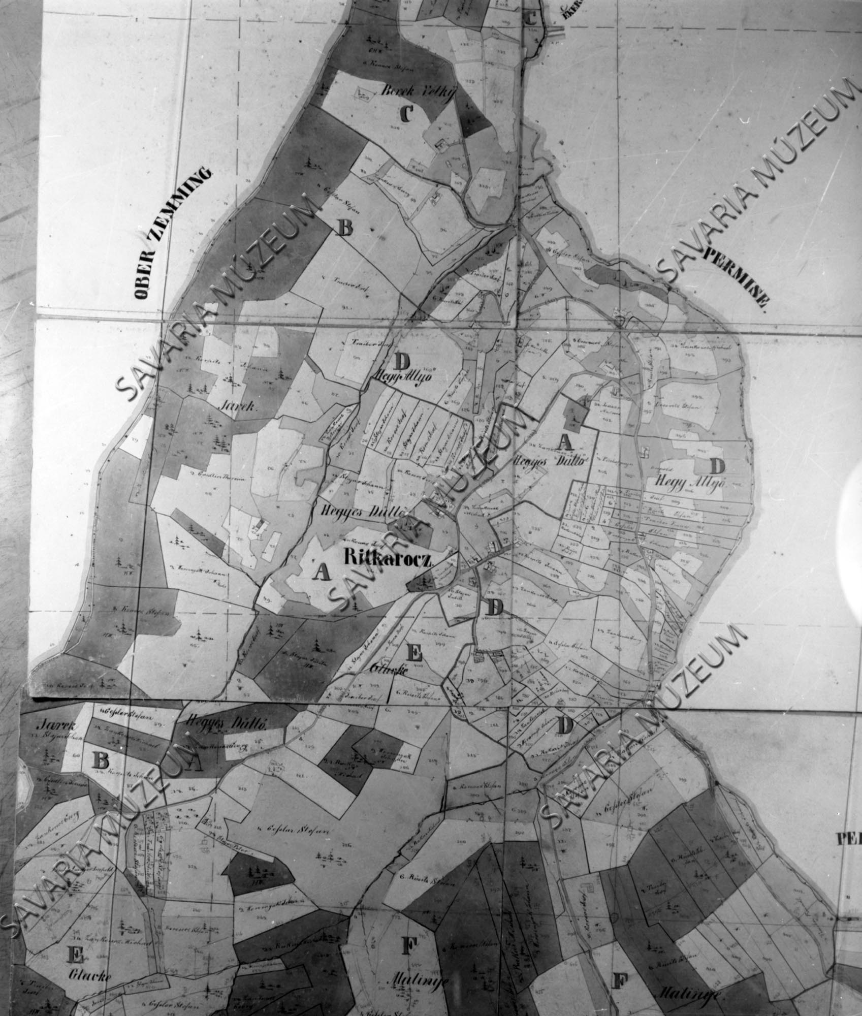 Ritkaháza kataszteri térképe (Savaria Megyei Hatókörű Városi Múzeum, Szombathely CC BY-NC-SA)