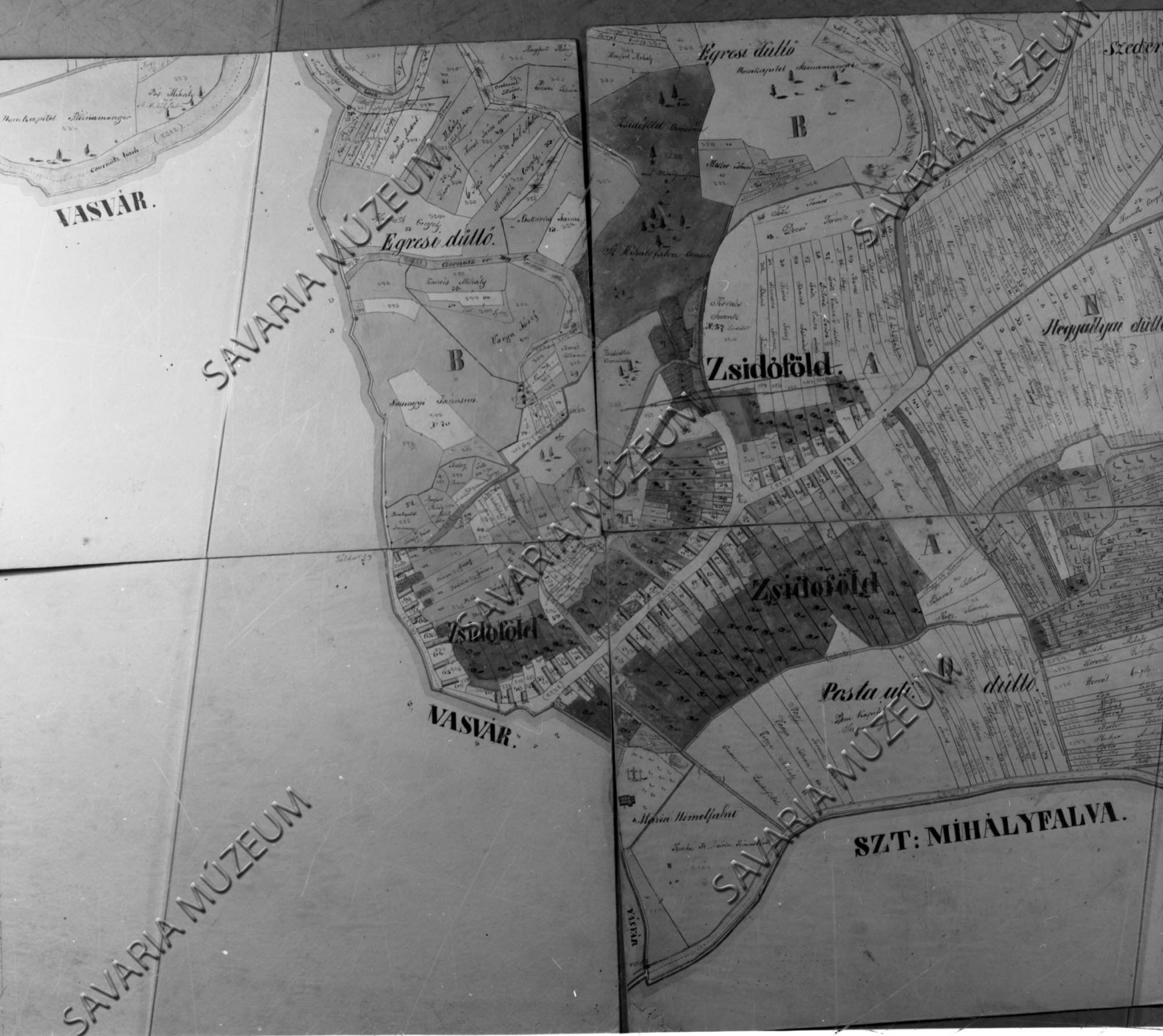 Zsidóföld kataszteri térképe (Savaria Megyei Hatókörű Városi Múzeum, Szombathely CC BY-NC-SA)