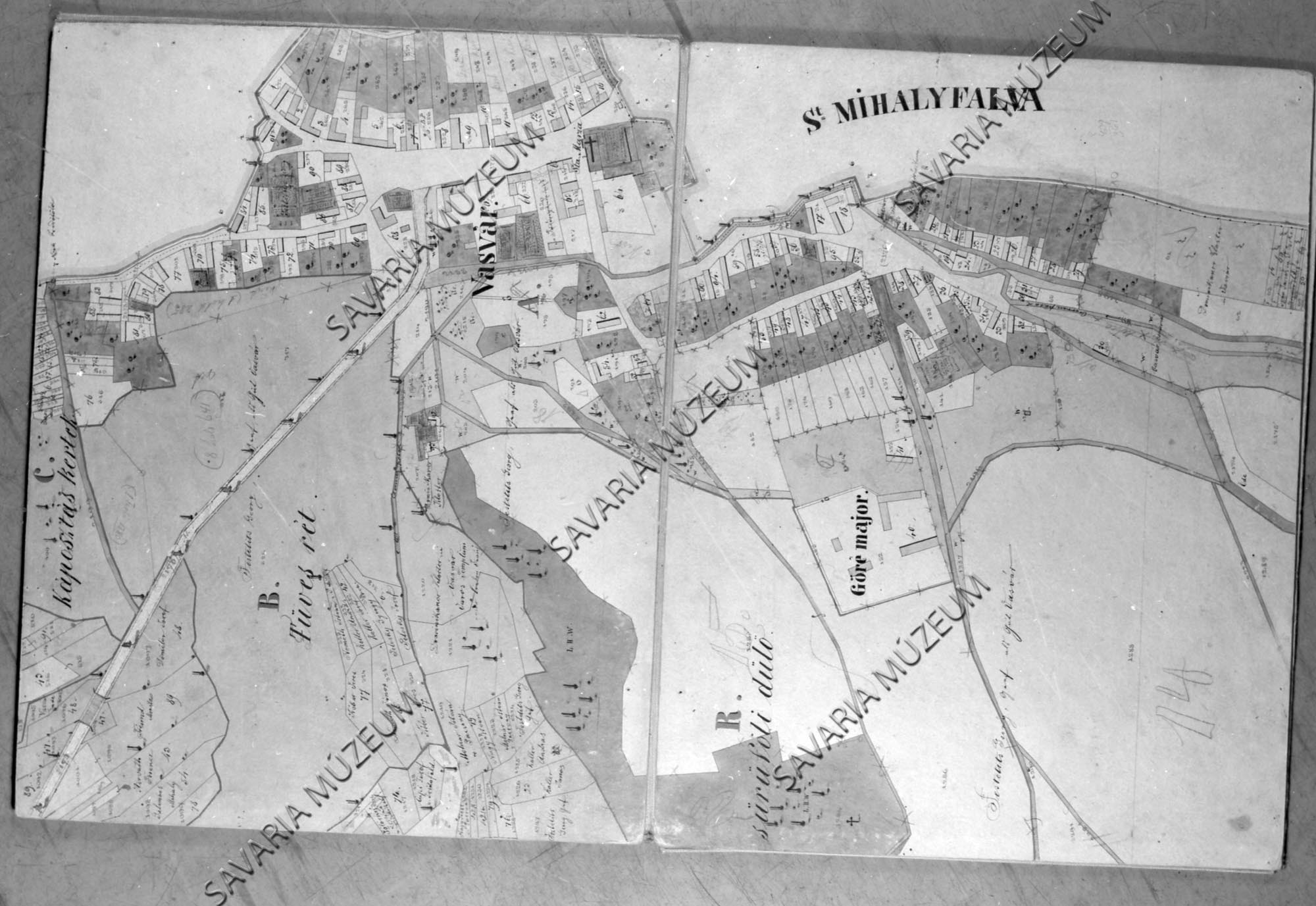 Vasvár kataszteri térképe (Savaria Megyei Hatókörű Városi Múzeum, Szombathely CC BY-NC-SA)