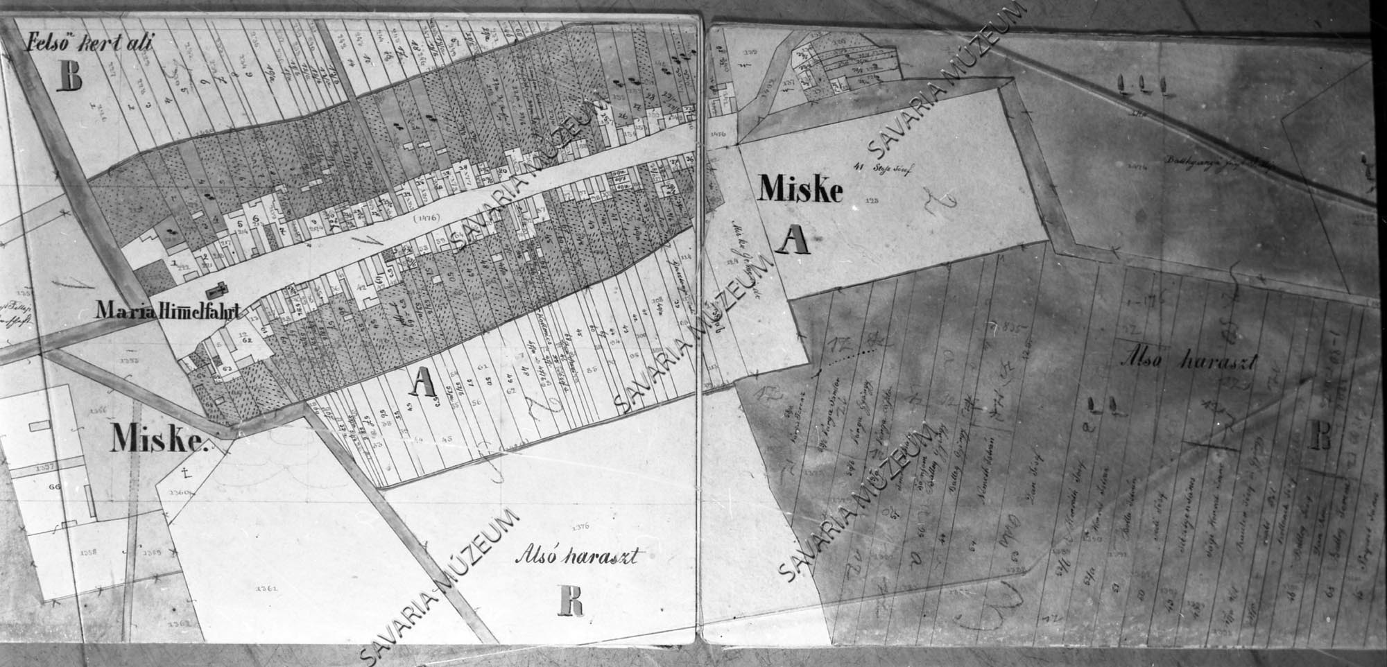 Miske kataszteri térképe (Savaria Megyei Hatókörű Városi Múzeum, Szombathely CC BY-NC-SA)