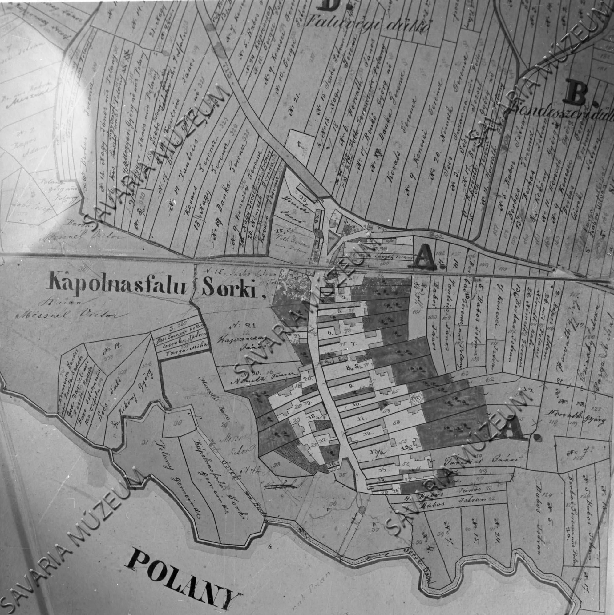 Sorkikápolna kataszteri térképe (Savaria Megyei Hatókörű Városi Múzeum, Szombathely CC BY-NC-SA)