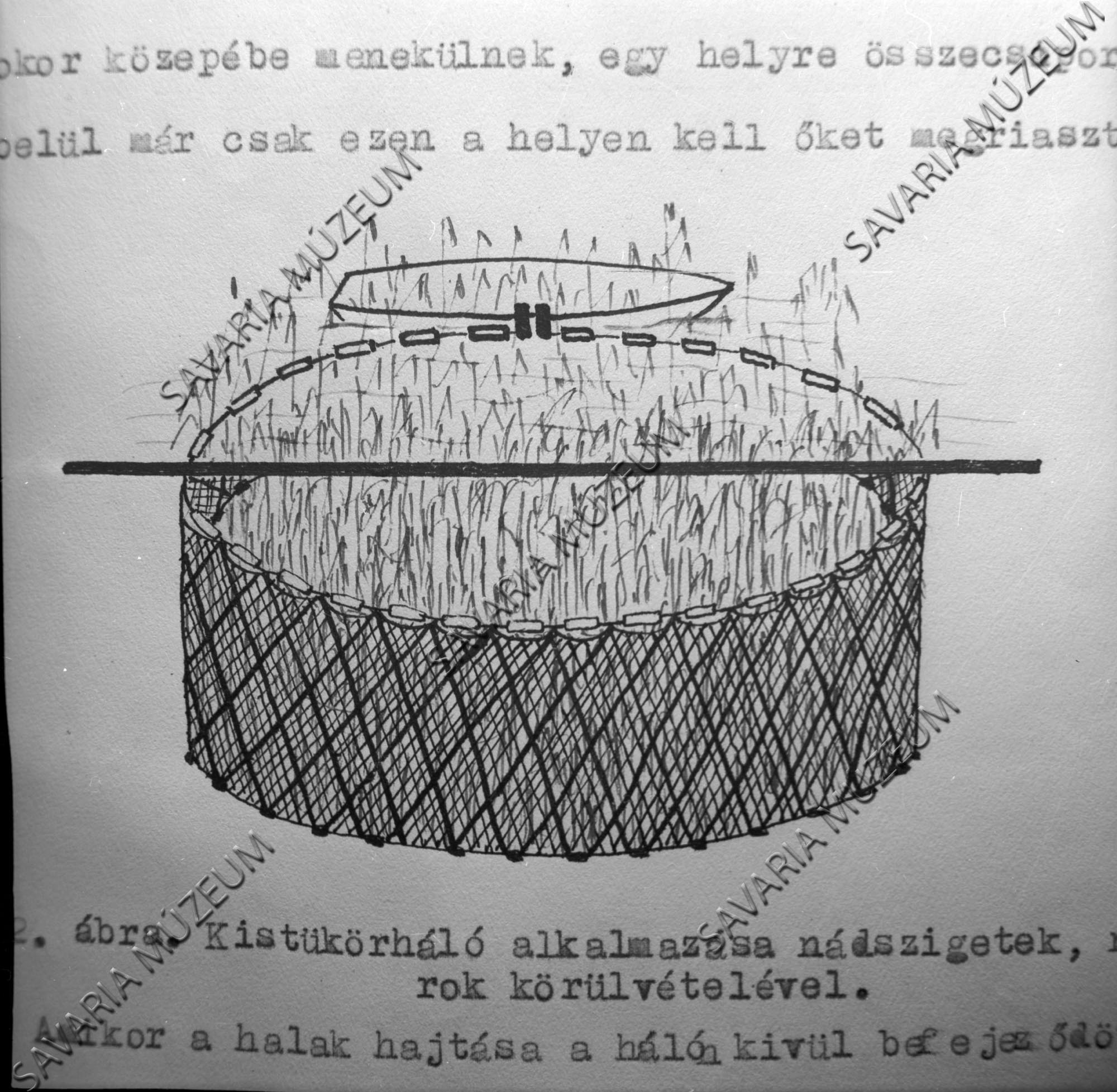 A fertői kistükörháló alkalmazása nádbokrok körül (Savaria Megyei Hatókörű Városi Múzeum, Szombathely CC BY-NC-SA)