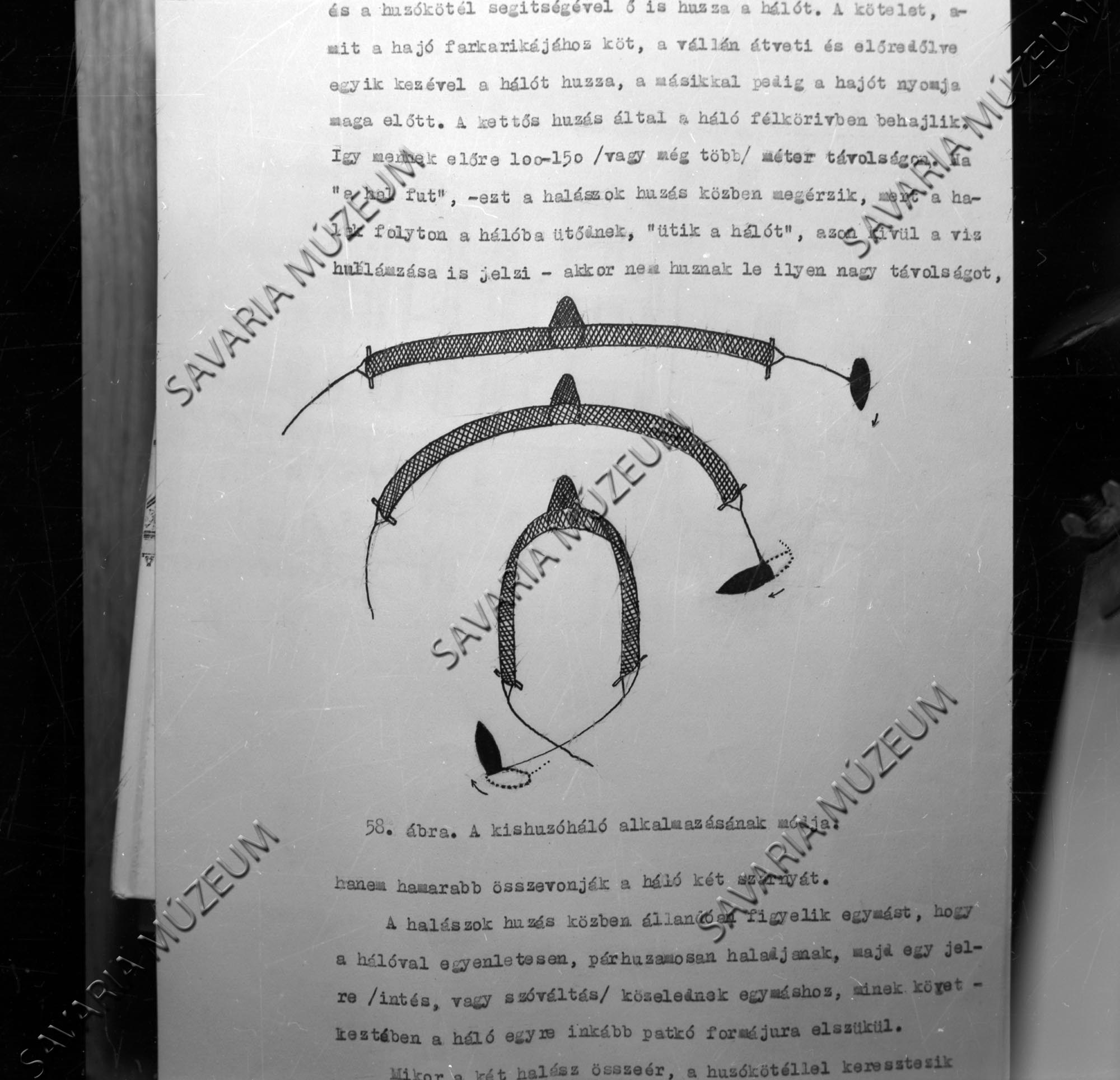 A kis húzóháló alkalmazásának módja a Fertőn (Savaria Megyei Hatókörű Városi Múzeum, Szombathely CC BY-NC-SA)