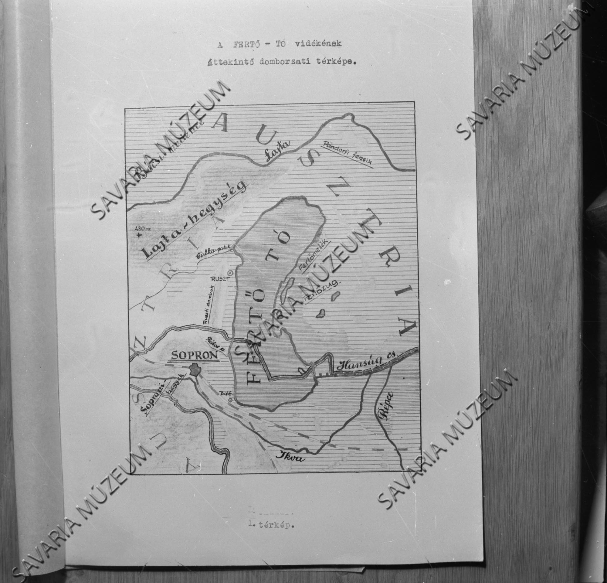 A Fertő vidékének domborzati térképe (Savaria Megyei Hatókörű Városi Múzeum, Szombathely CC BY-NC-SA)