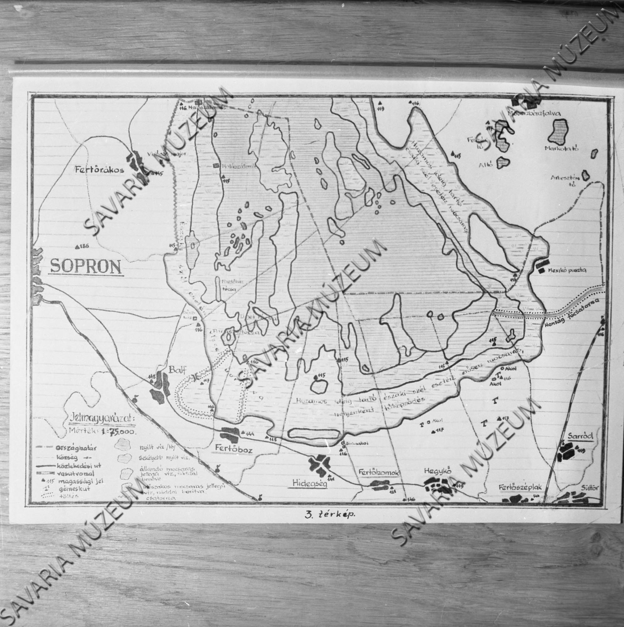 A Fertő magyar részének térképe (Savaria Megyei Hatókörű Városi Múzeum, Szombathely CC BY-NC-SA)