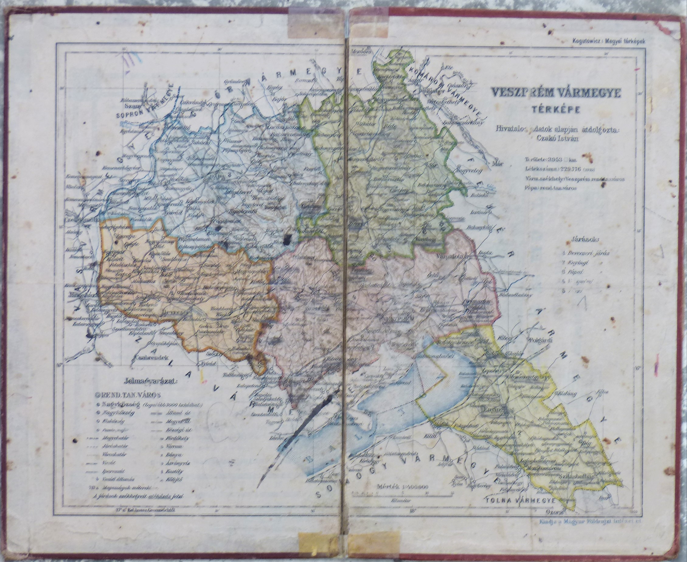 Veszprém vármegye térképe (Tapolcai Városi Múzeum CC BY-NC-SA)