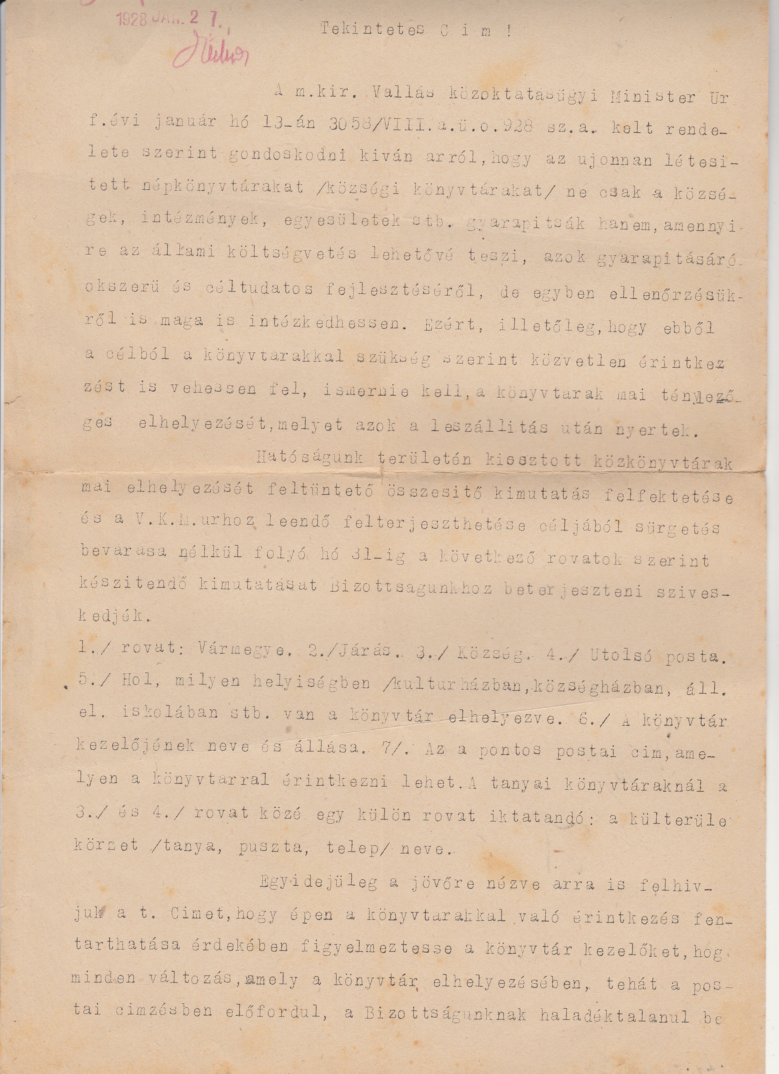 Levelek a népkönyvtárakkal kapcsolatban (Tapolcai Városi Múzeum CC BY-NC-SA)