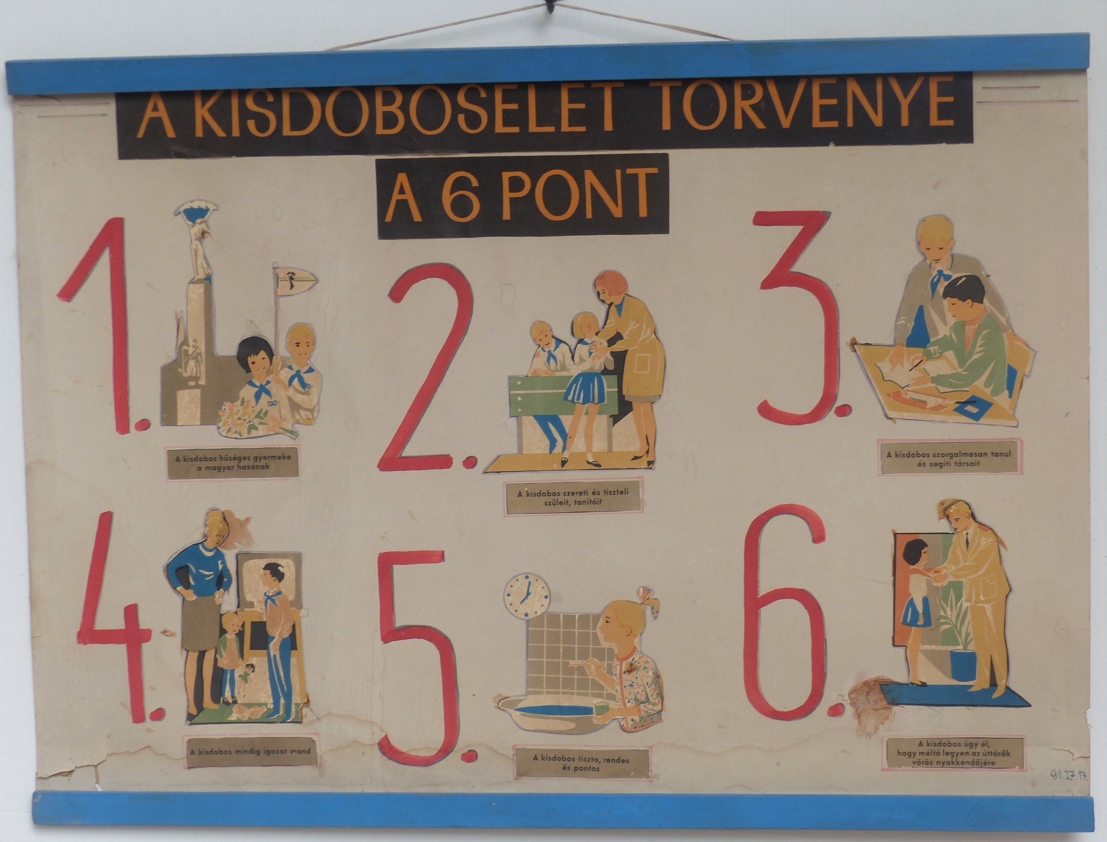 A kisdobosok 6 pontja faliképen (Tapolcai Városi Múzeum CC BY-NC-SA)