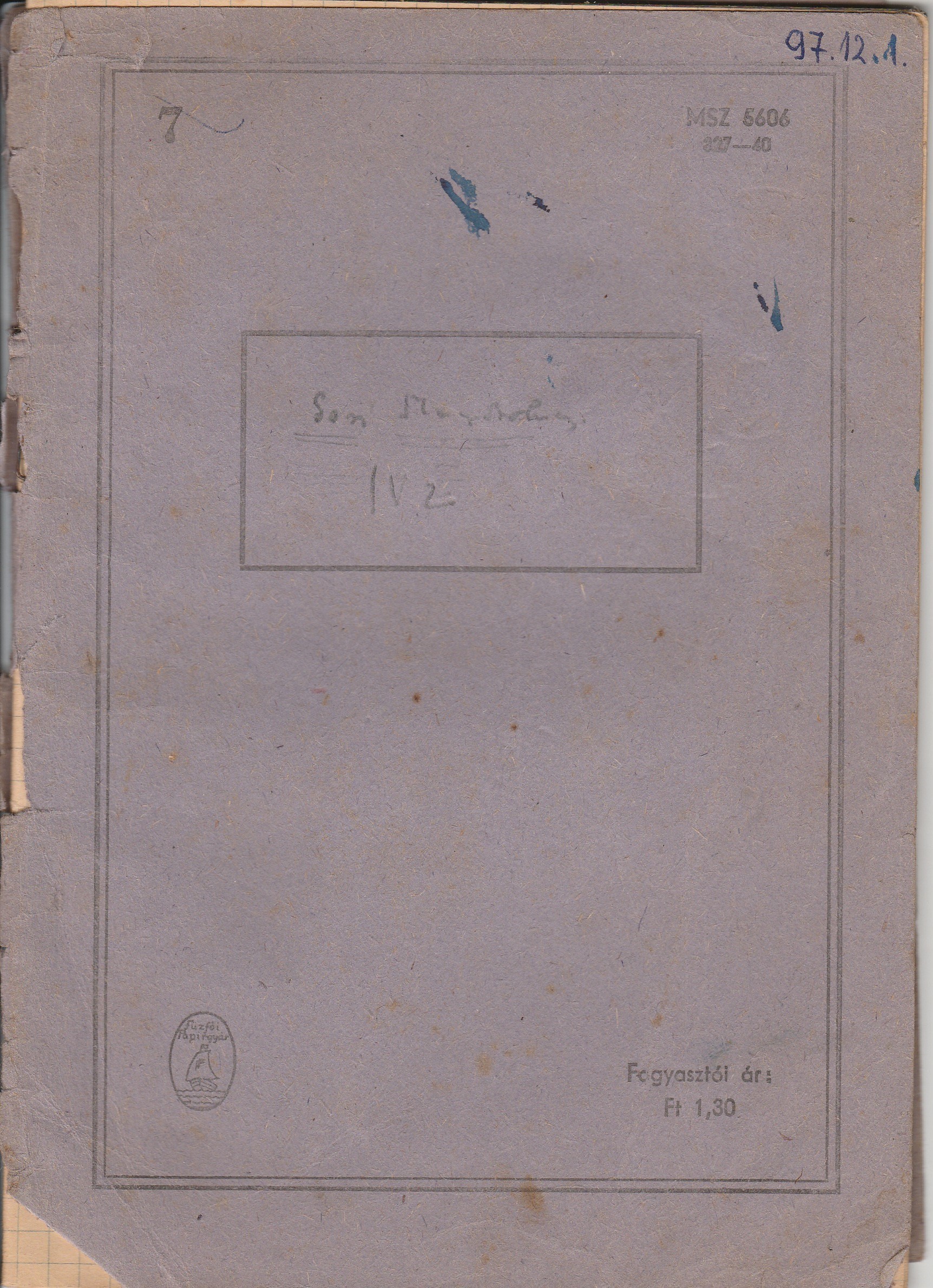Matematika füzet (Tapolcai Városi Múzeum CC BY-NC-SA)