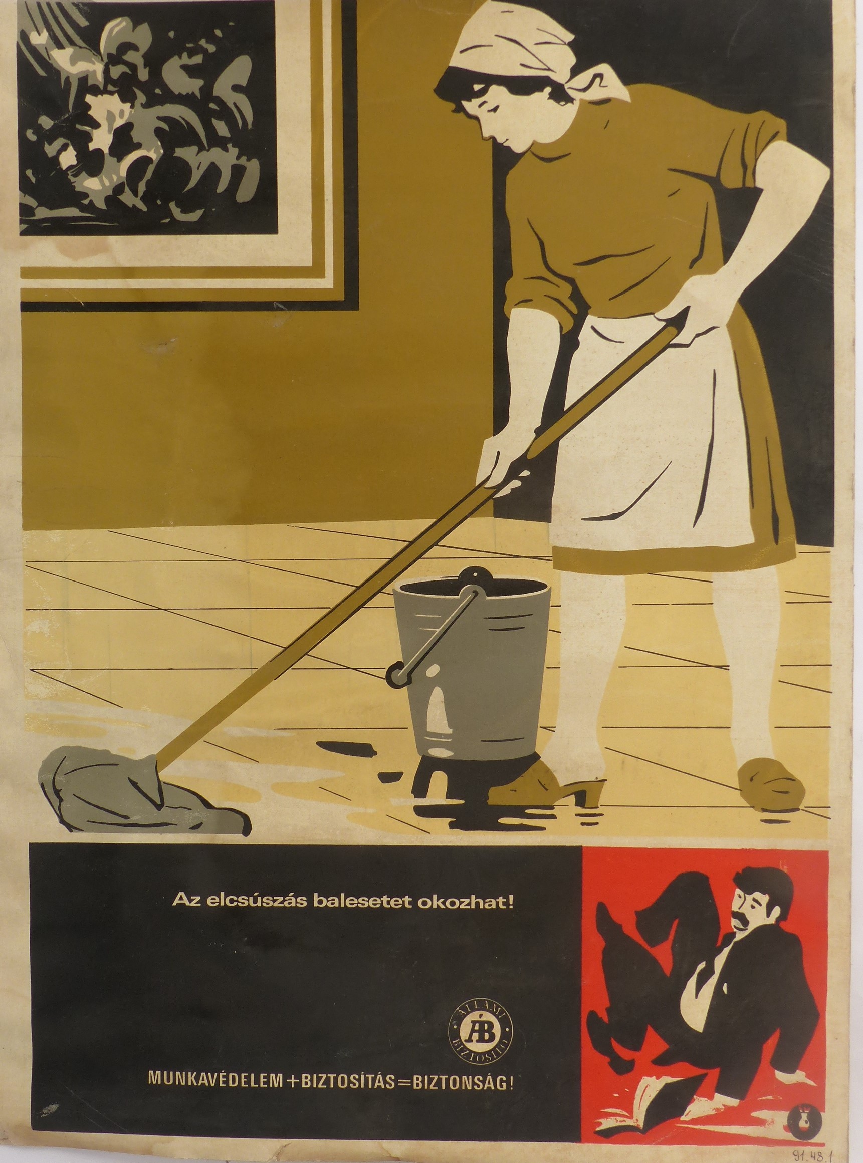 Az elcsúszás balesetet okozhat című plakát (Tapolcai Városi Múzeum CC BY-NC-SA)
