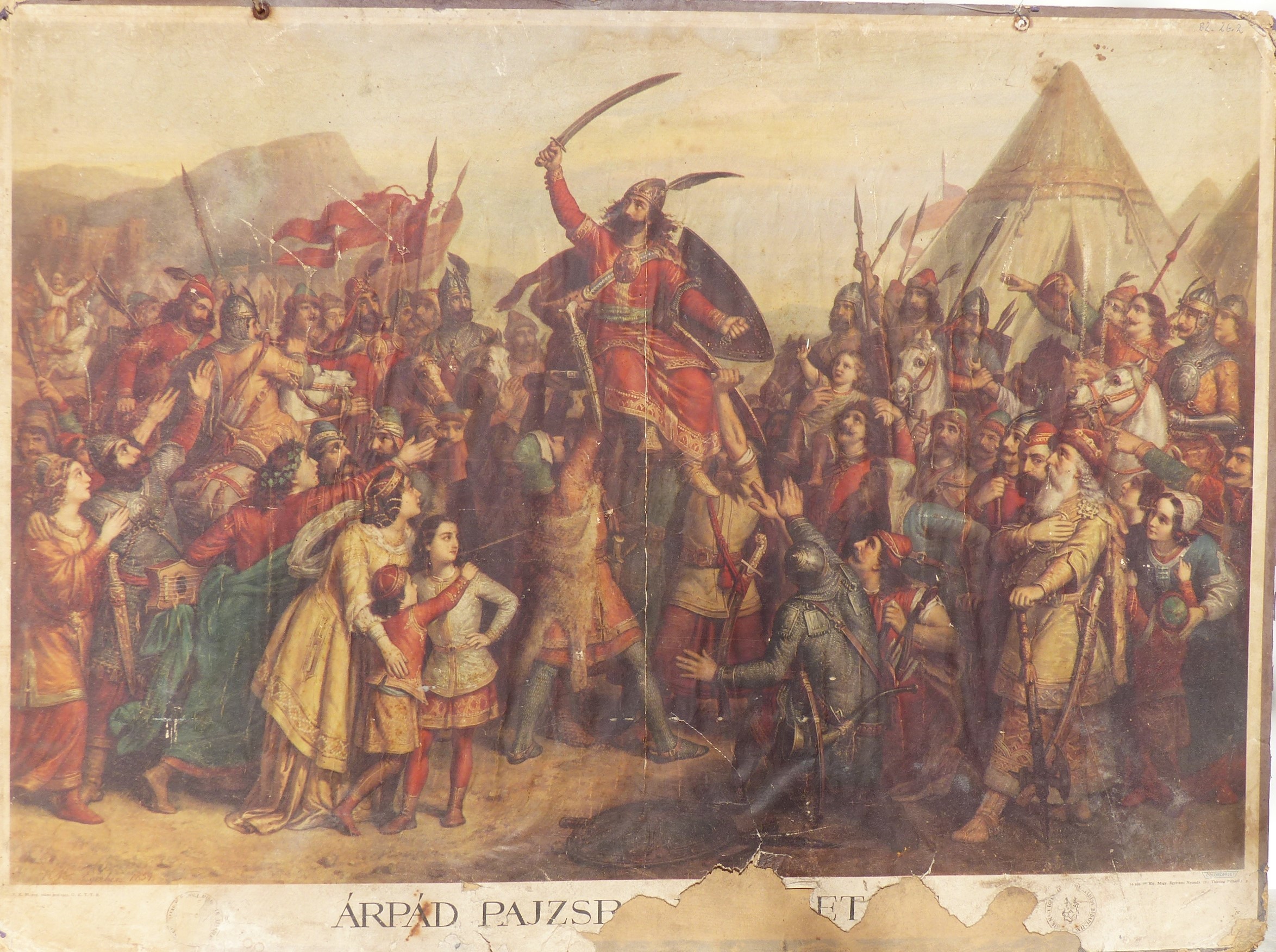 Árpád pajzsra emeltetése c. falikép emeltetése (Tapolcai Városi Múzeum CC BY-NC-SA)