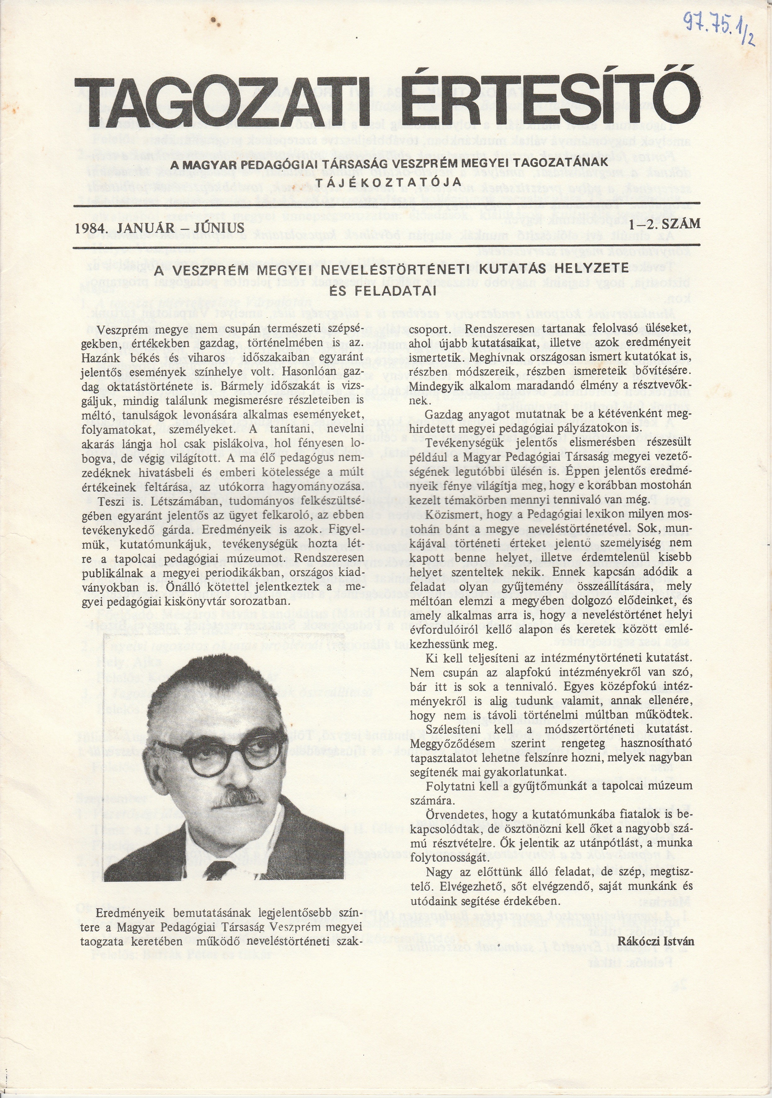 Tagozati Értesítő 1984/1-2. szám (Tapolcai Városi Múzeum CC BY-NC-SA)