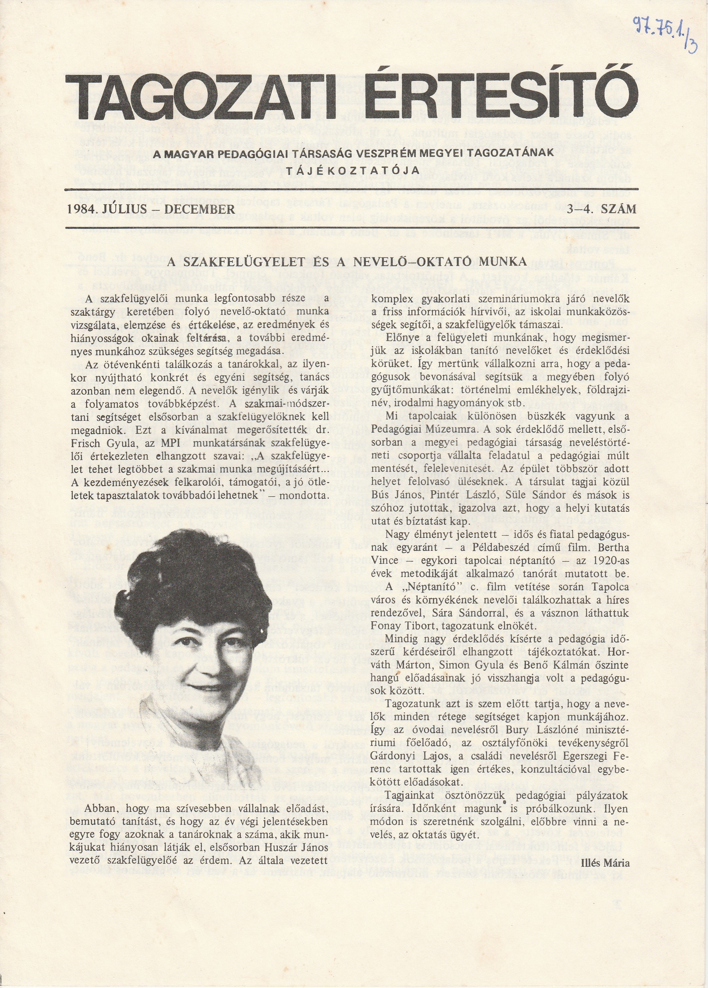 Tagozati Értesítő 1984/3-4. szám (Tapolcai Városi Múzeum CC BY-NC-SA)