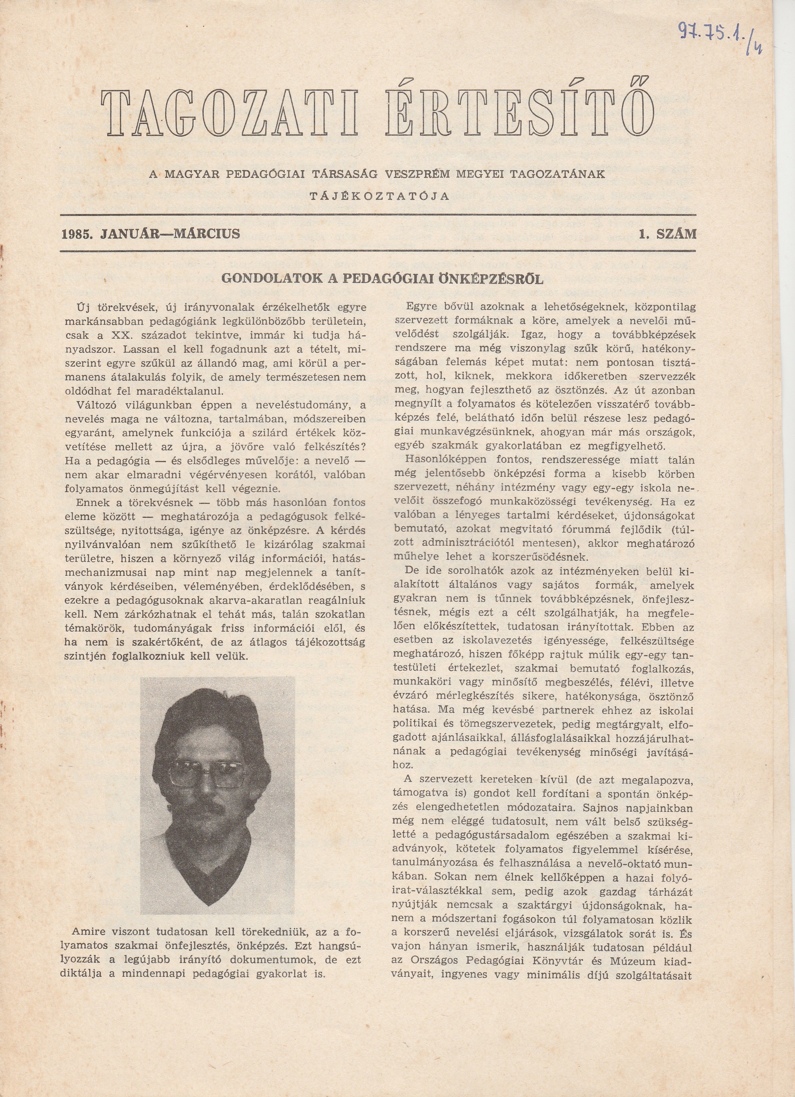 Tagozati Értesítő 1985/1. szám (Tapolcai Városi Múzeum CC BY-NC-SA)