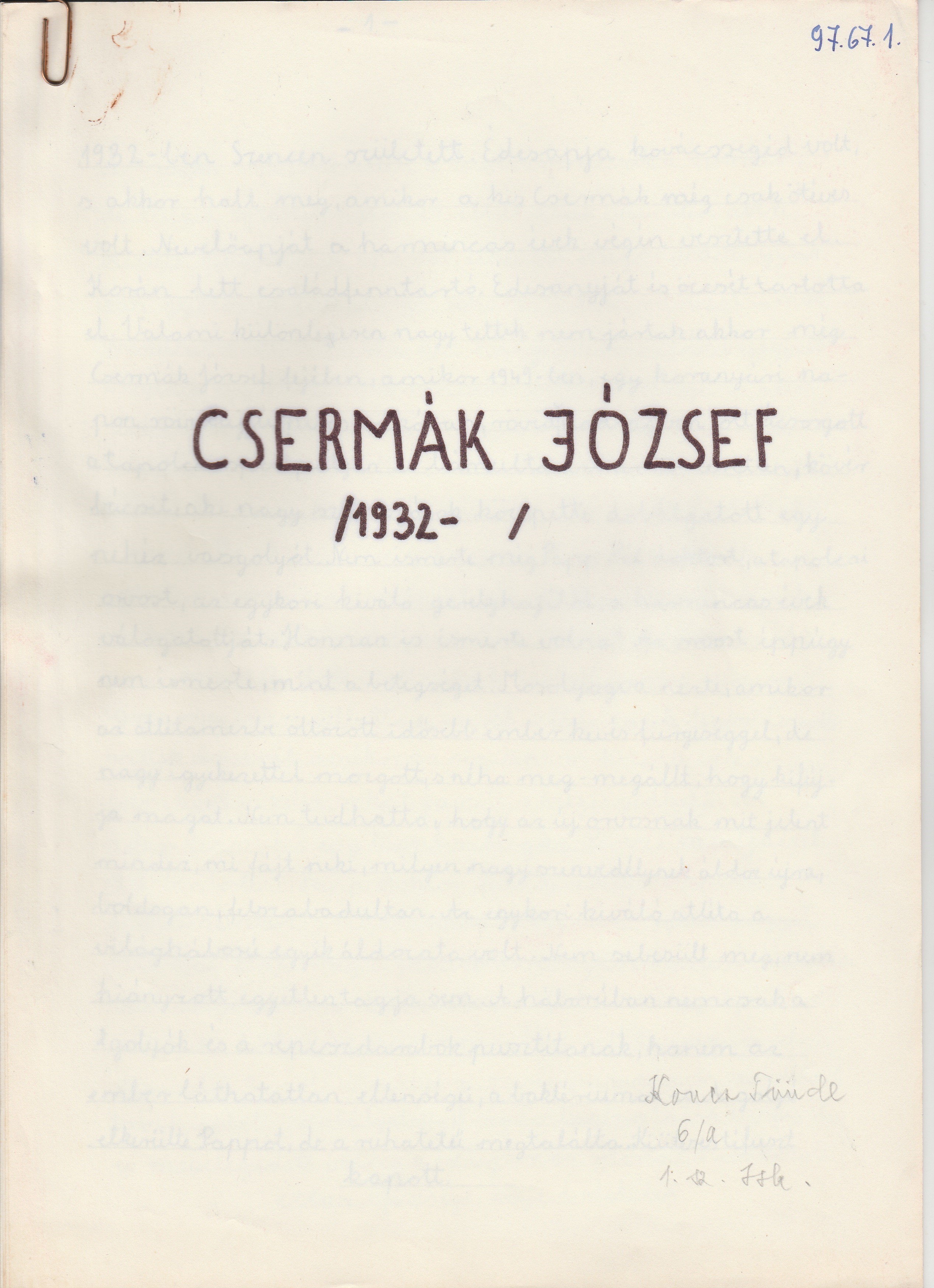 Csermák József /1932- / című esszé (Tapolcai Városi Múzeum CC BY-NC-SA)