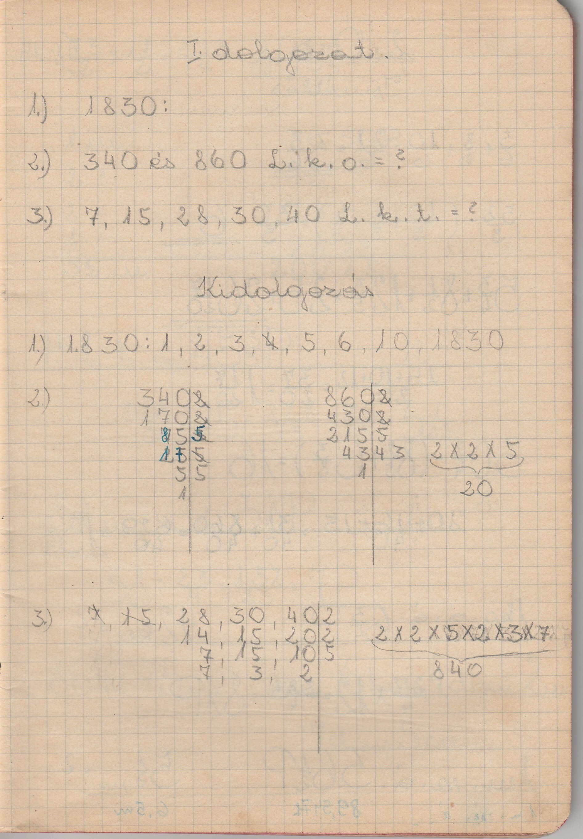 3. osztályos számtan füzet a pápai polgári leányiskolából (Tapolcai Városi Múzeum CC BY-NC-SA)