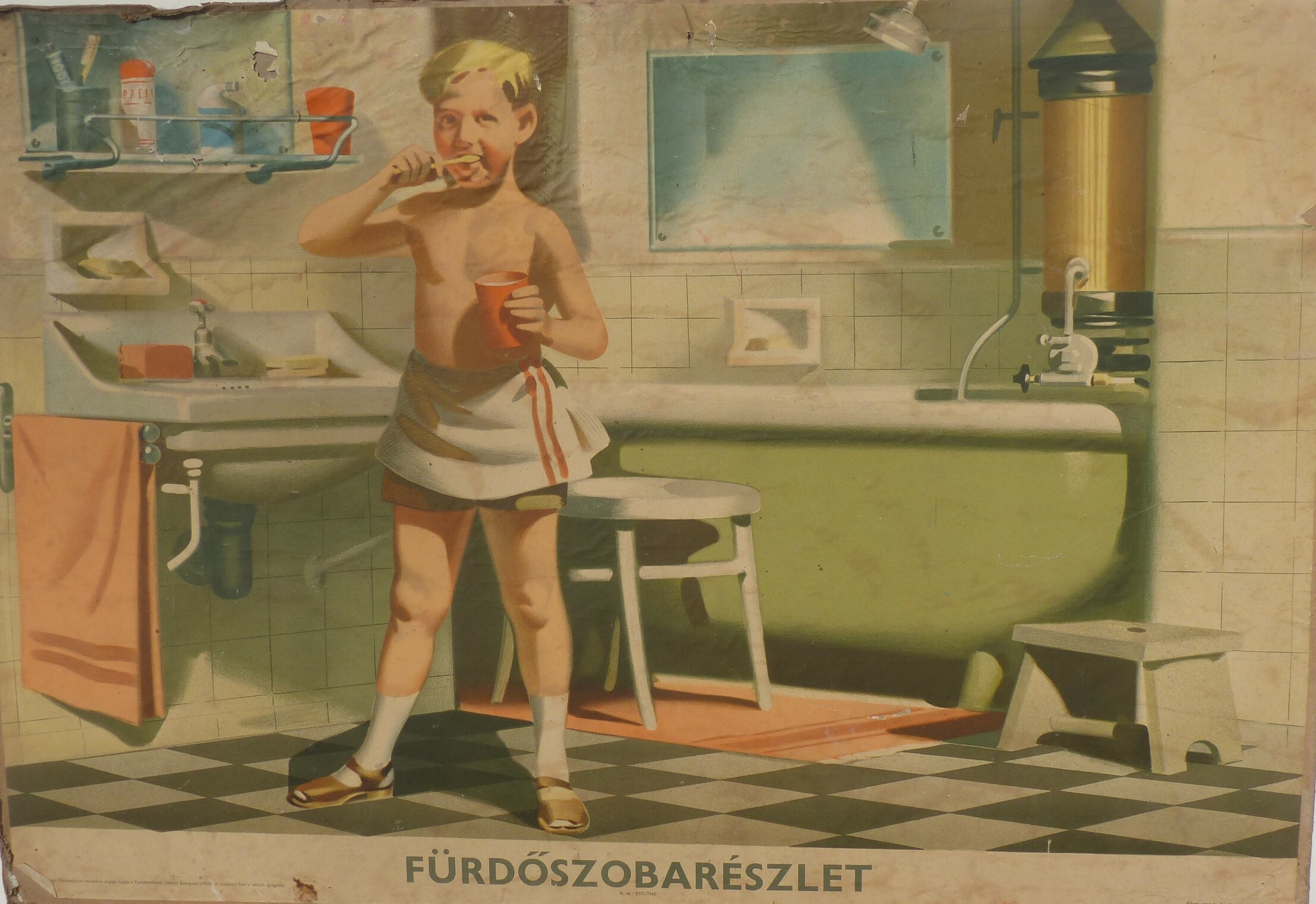Szemléltető falikép. Fürdőszobarészlet (Tapolcai Városi Múzeum CC BY-NC-SA)