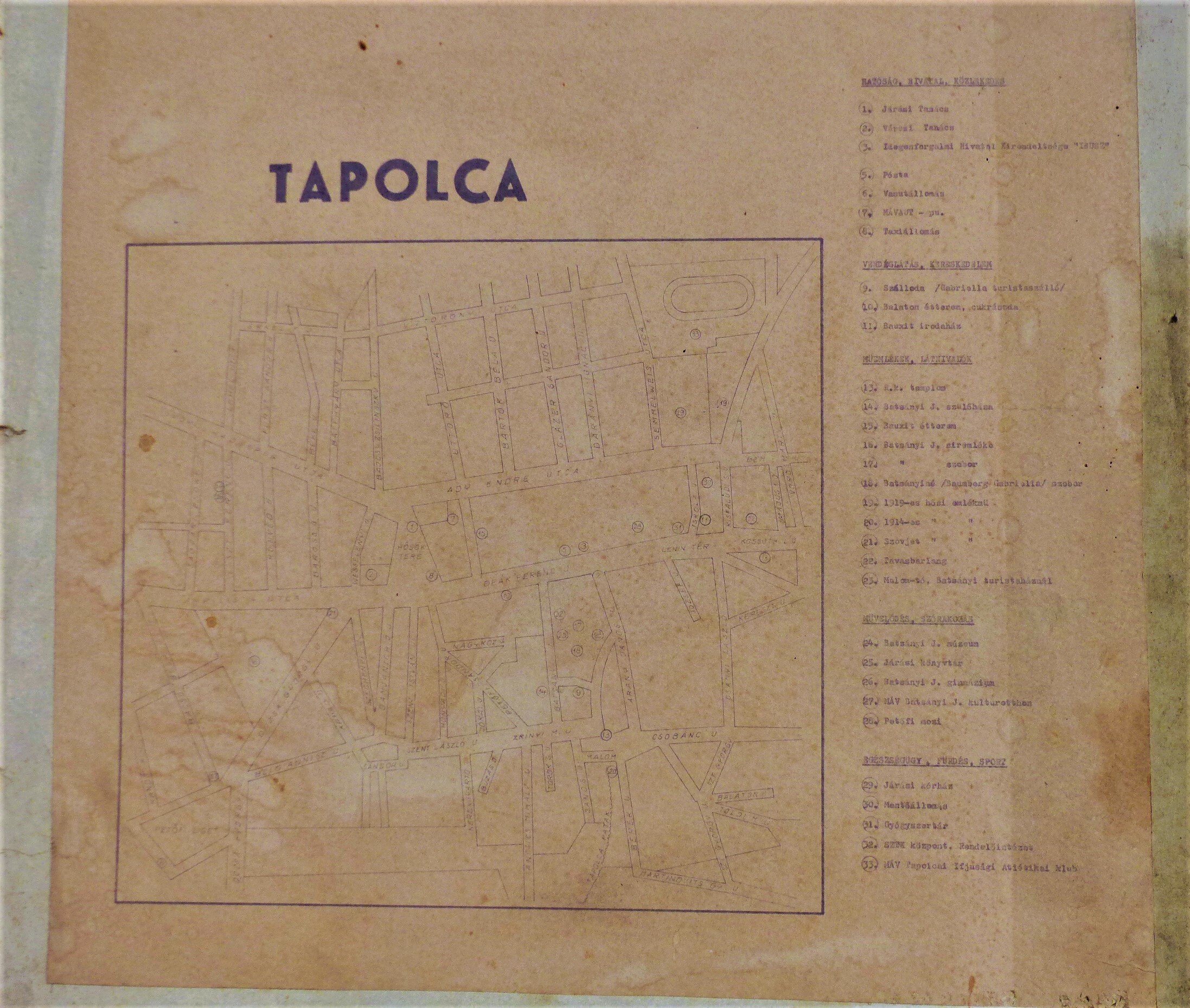 Tapolca térképvázlata (Tapolcai Városi Múzeum CC BY-NC-SA)