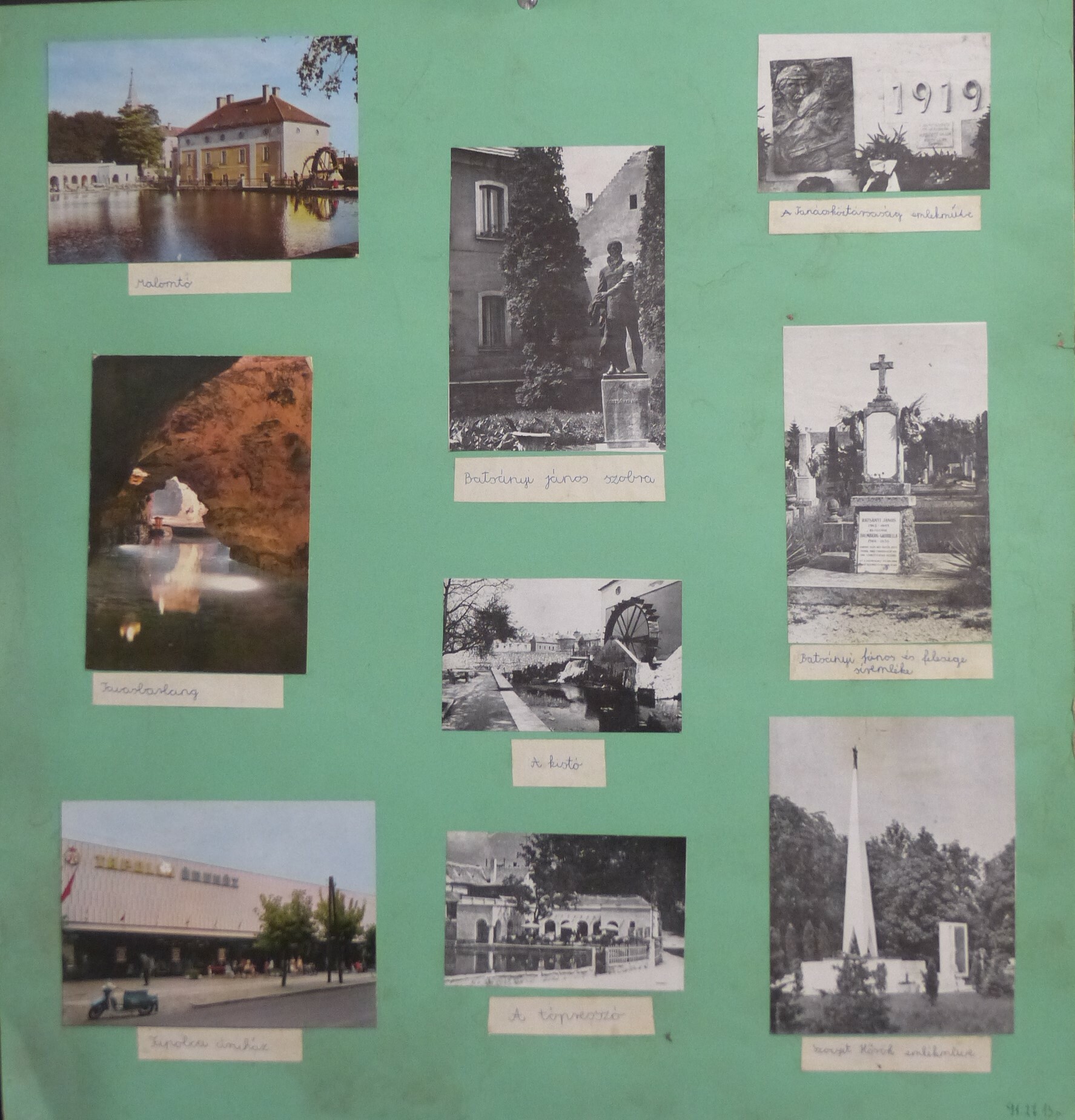 Tapolcát ábrázoló képek tablón (Tapolcai Városi Múzeum CC BY-NC-SA)