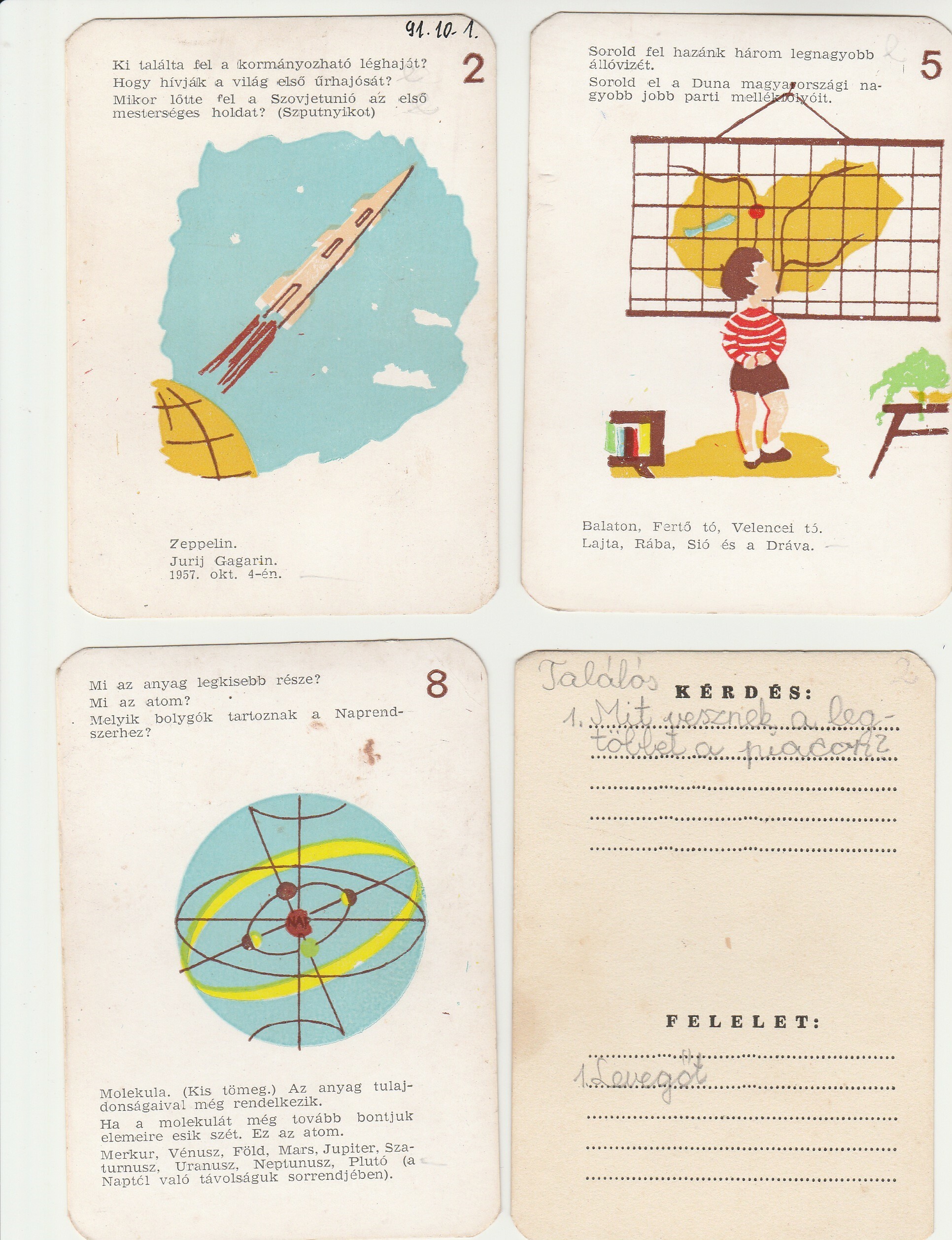 Iskolai kérdezz-felelek játék kártyái (Tapolcai Városi Múzeum CC BY-NC-SA)