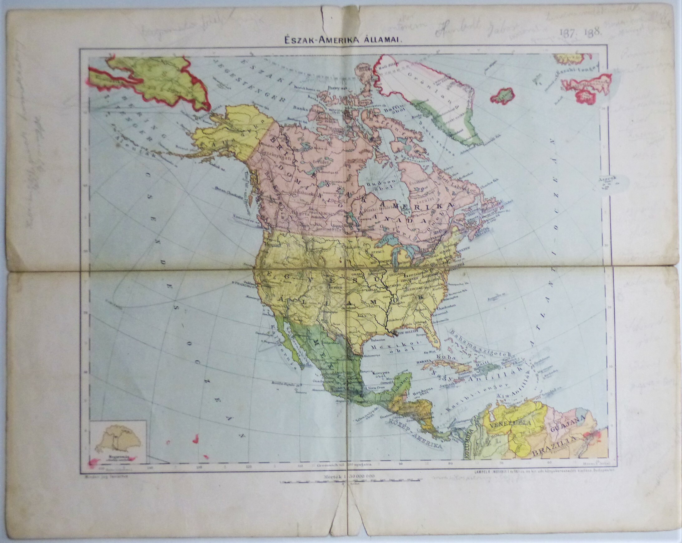 Észak-Amerika államai térkép (Tapolcai Városi Múzeum CC BY-NC-SA)