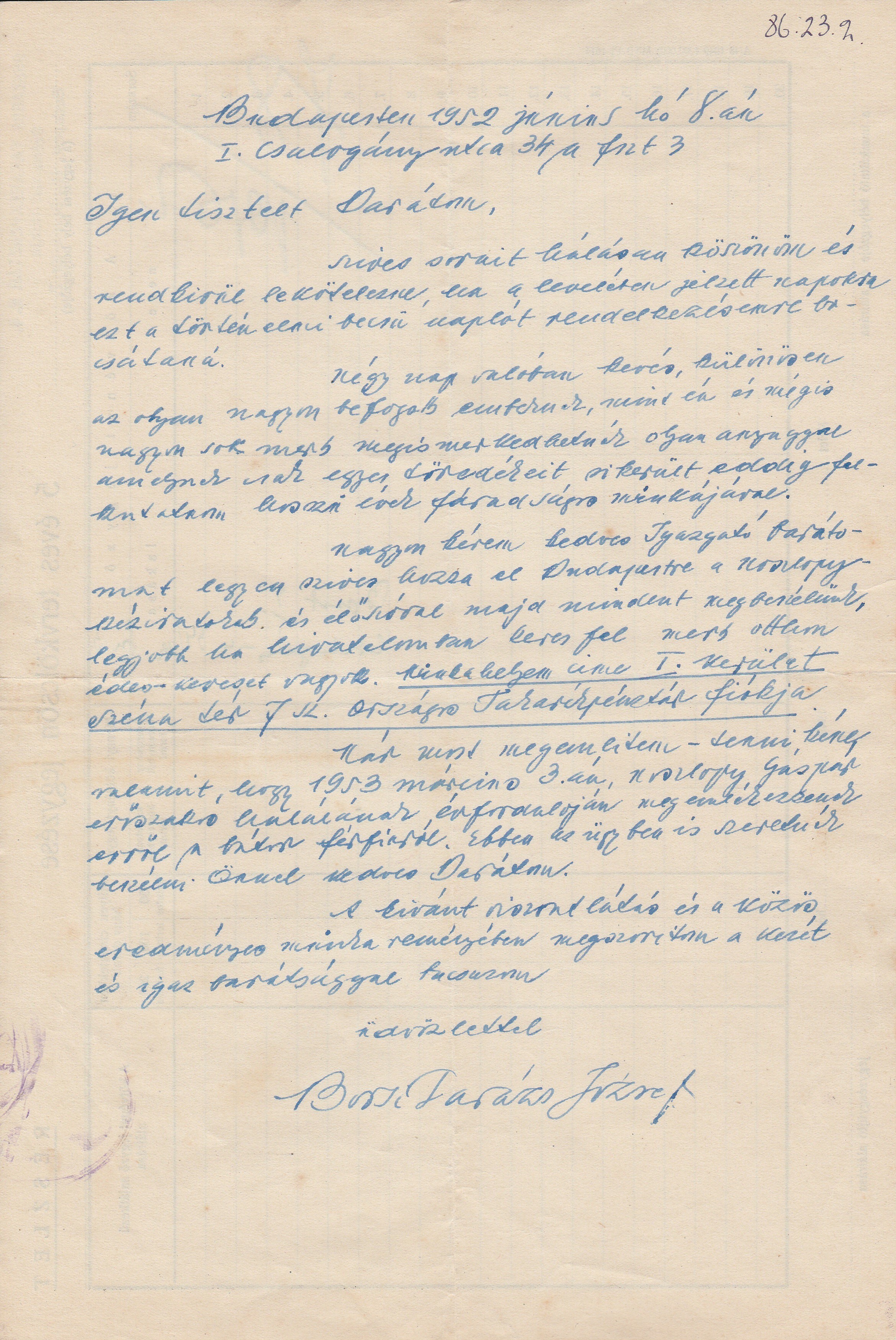 Borsi Darázs József levele a Noszlopy-naplóval és megemlékezéssel kapcsolatban (Tapolcai Városi Múzeum CC BY-NC-SA)