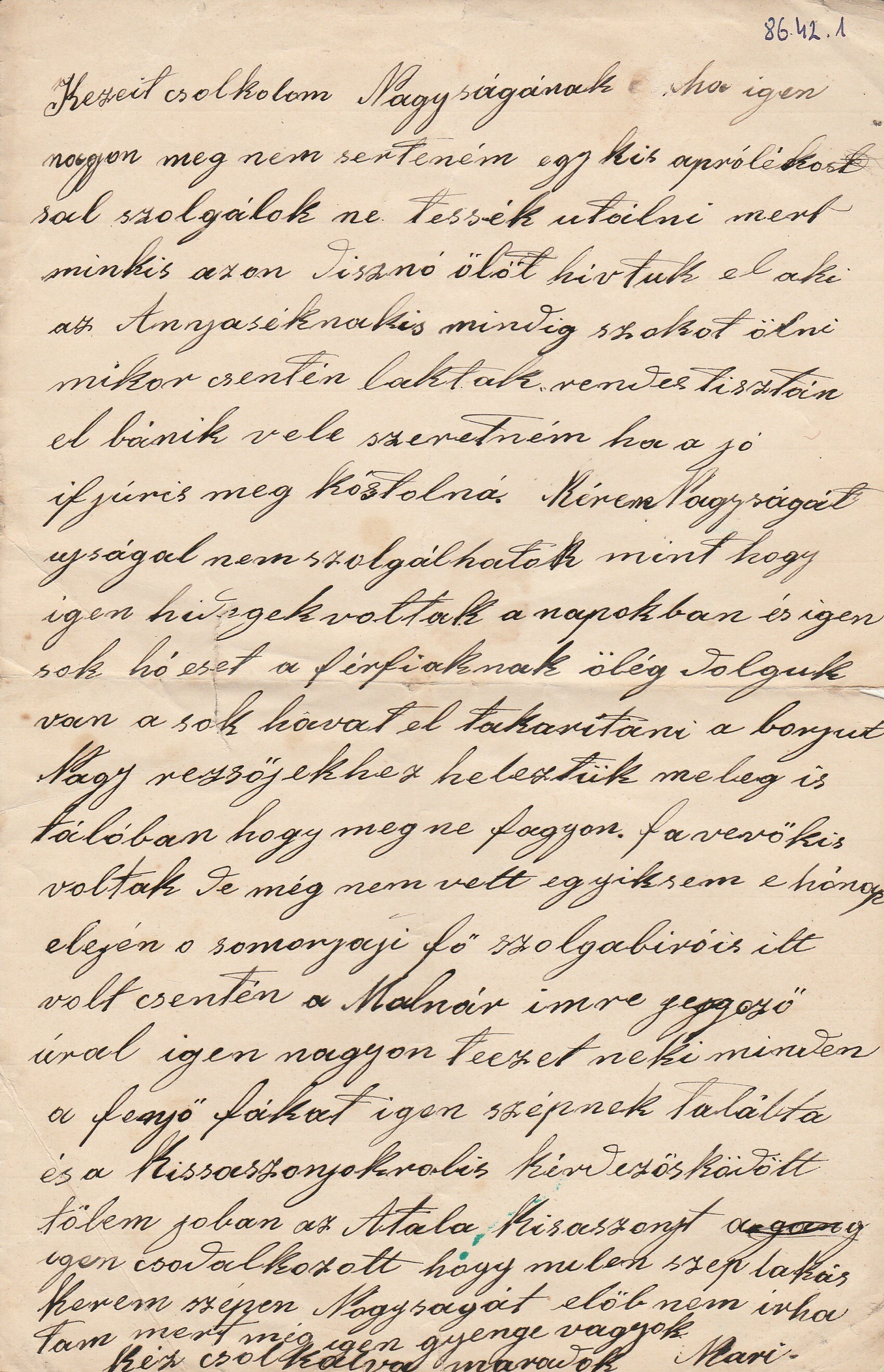 Egy volt alkalmazott levelei korábbi munkaadójához (Tapolcai Városi Múzeum CC BY-NC-SA)