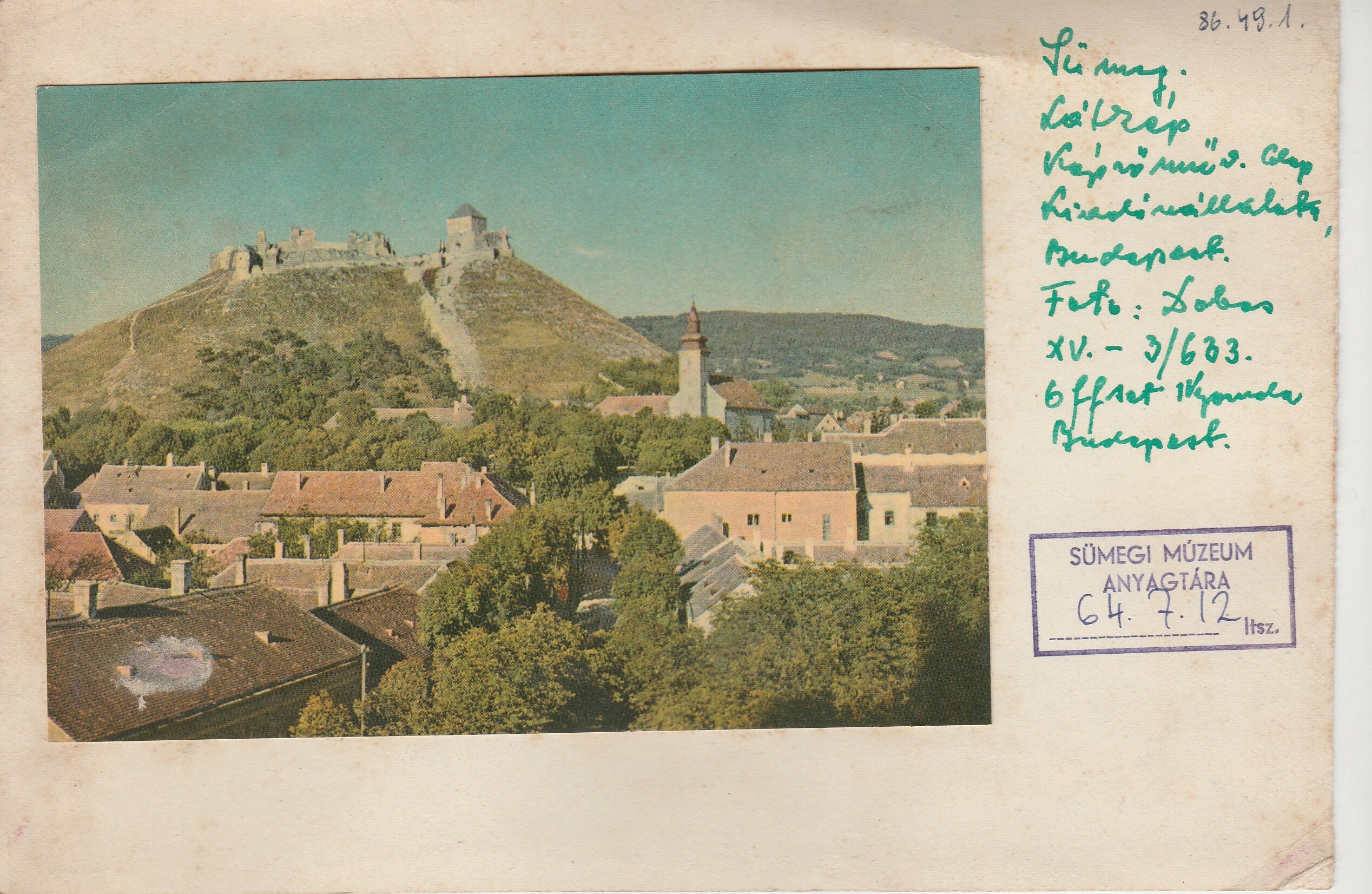 Sümegi képeslap a város látképével (Tapolcai Városi Múzeum CC BY-NC-SA)