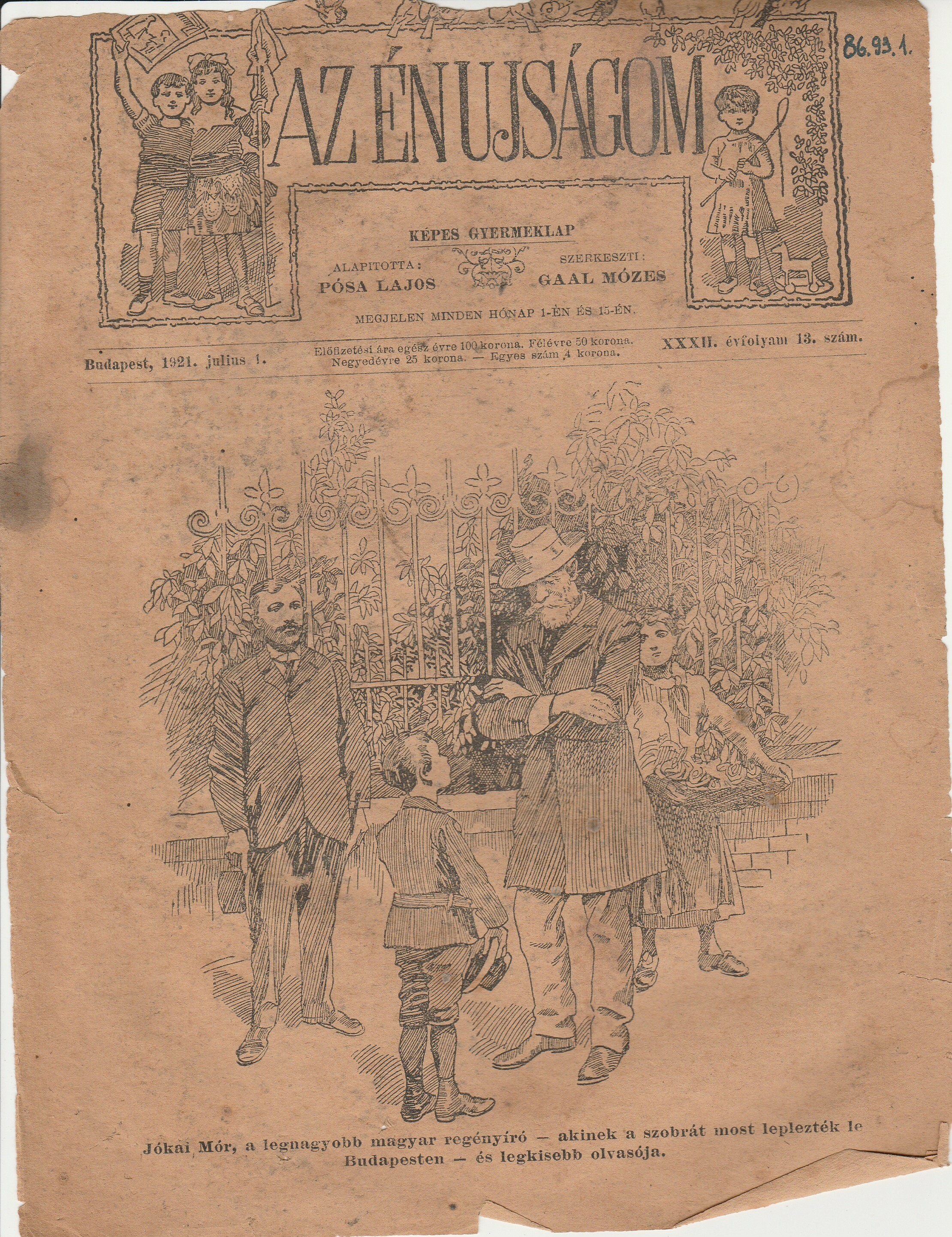Az én újságom 1921. júl. 1-i száma (Tapolcai Városi Múzeum CC BY-NC-SA)